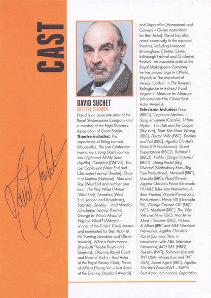 David Suchet Agatha Christie Hercule Poirot Rare Hand Signed Theatre Photo Page