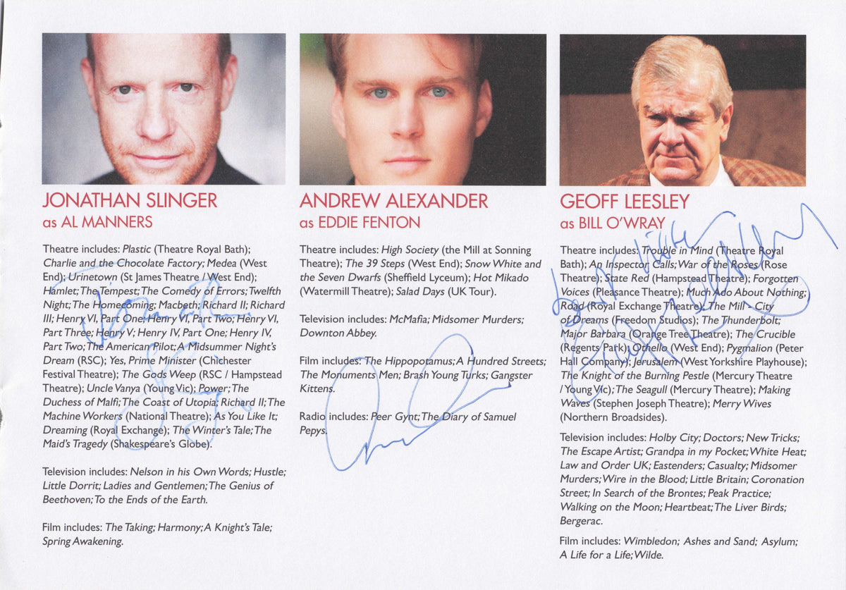 Andrew Alexander Downton Abbey Jonathan Slinger Geoff Lesley Hand Signed Page