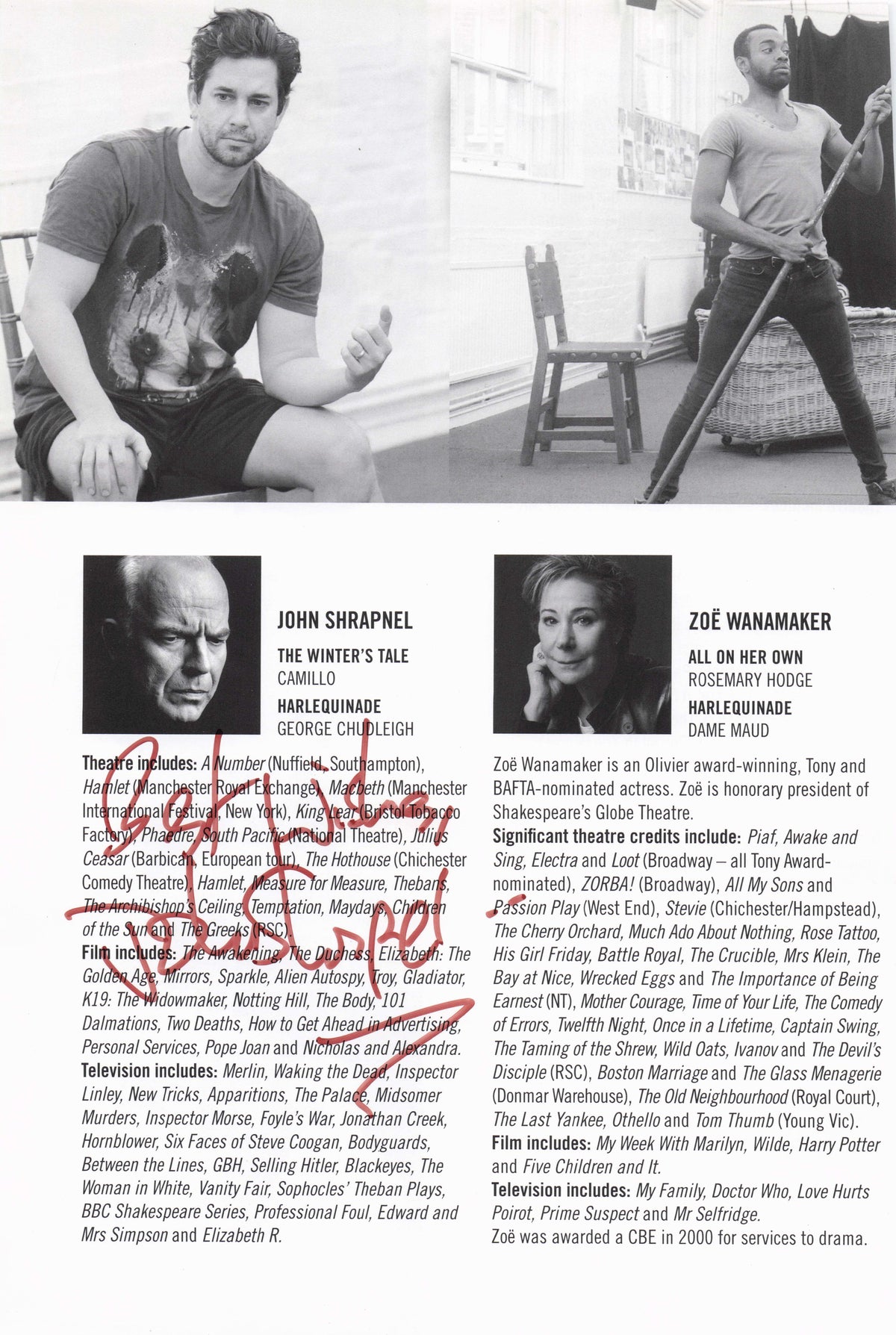 John Shrapnel Gaius in Gladiator Troy Merlin Hand Signed Theatre Photo Page