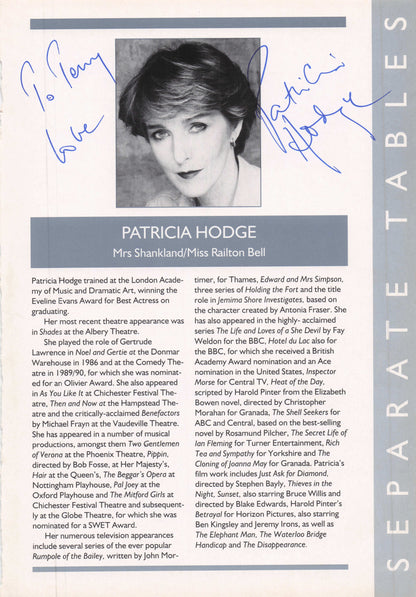 Charlotte Cornwell Rock Follies Mirian Karlin Patricia Hodge Hand Signed Theatre Page
