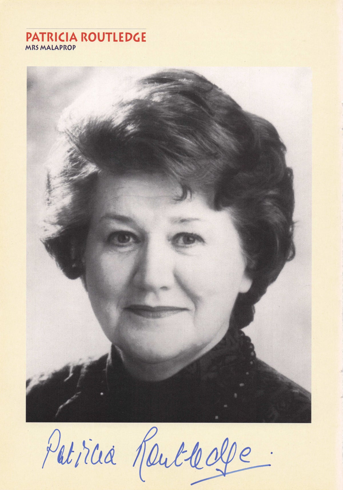 Patricia Routledge Keeping Up Appearances Hand Signed Theatre Photo Page