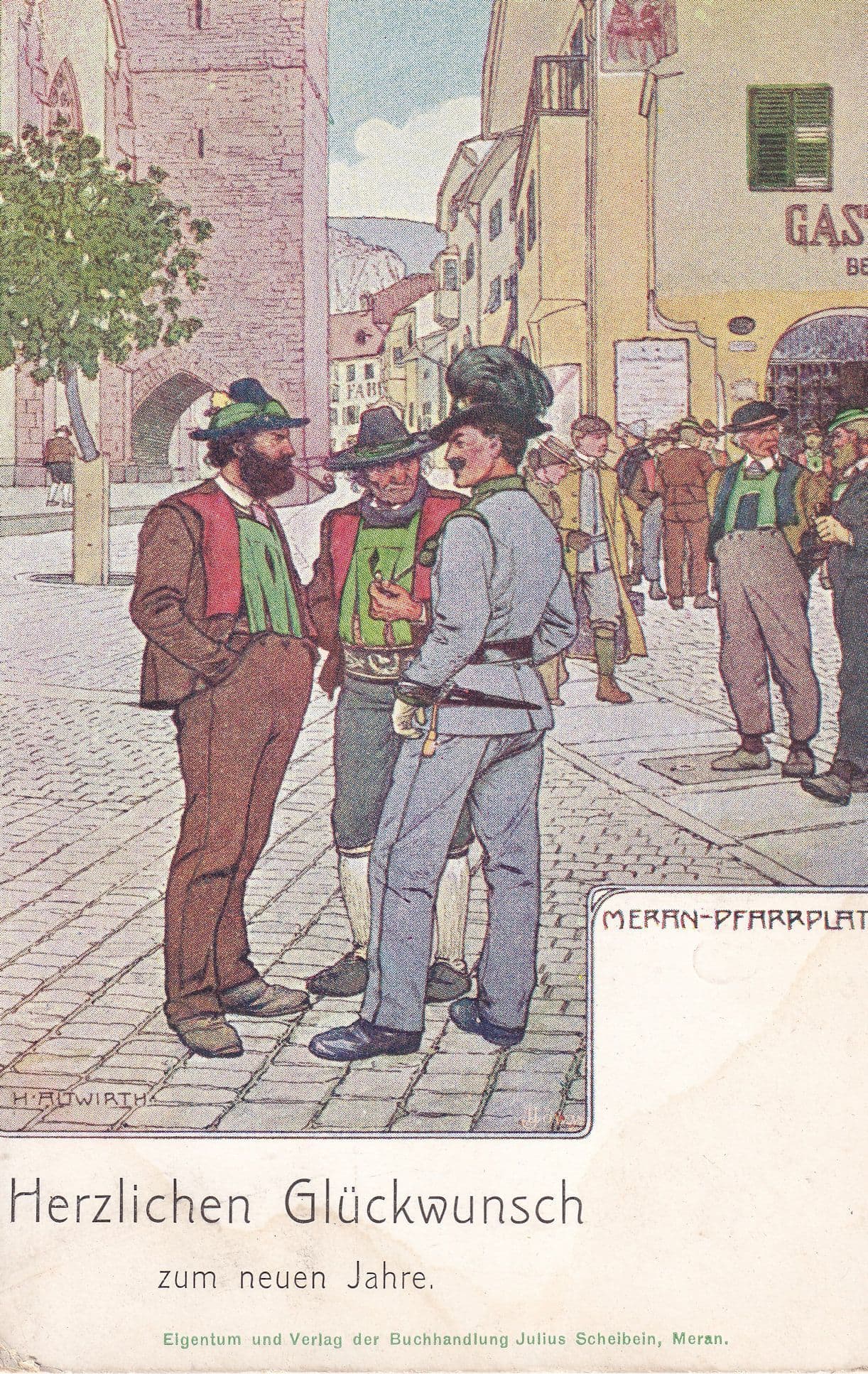Herzlichen Gluckwunsch Zum Neuen Jahre German Comic Postcard