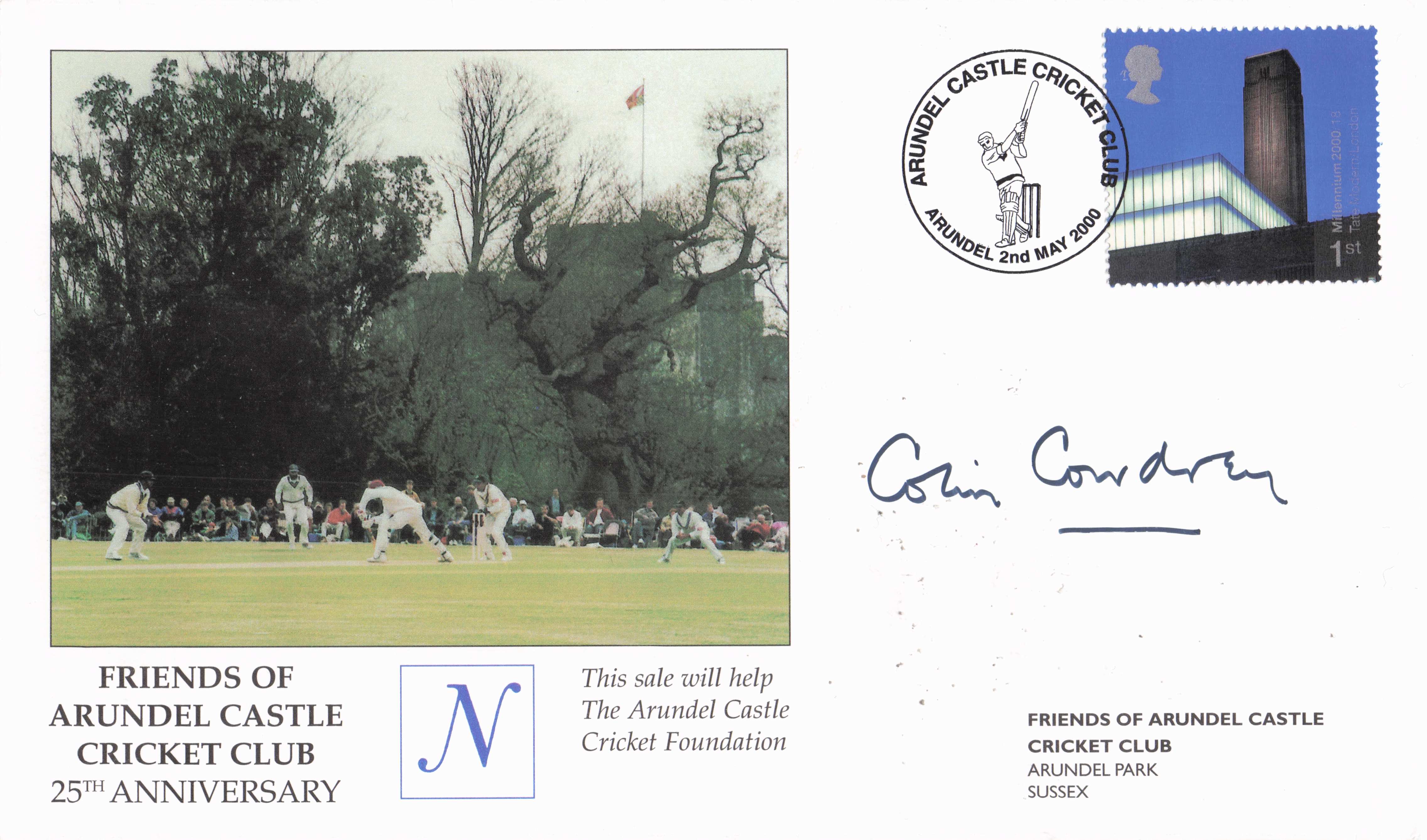 Colin Cowdrey Kent Arundel Castle Cricket Club Foundation Hand Signed FDC