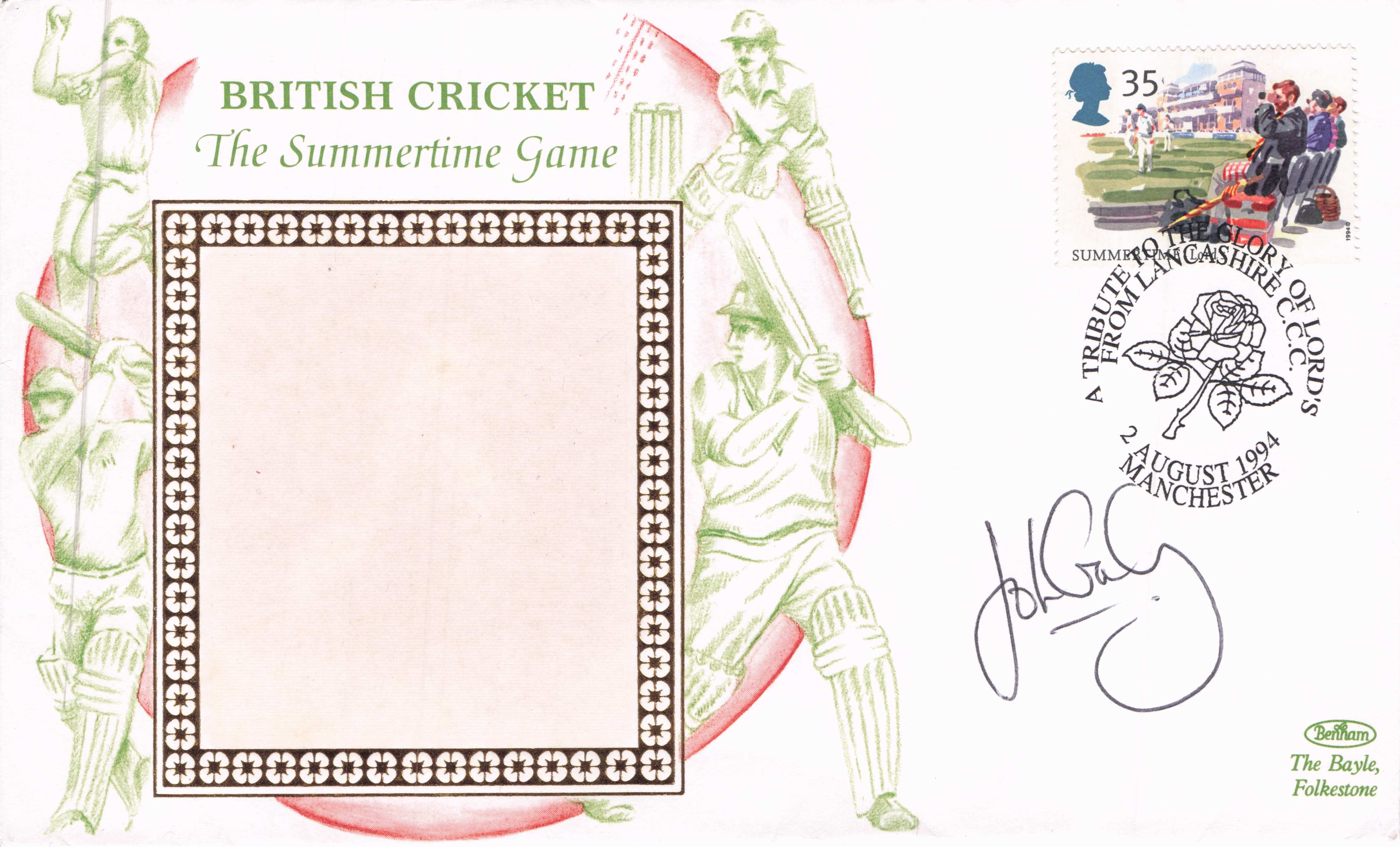 John Crawley British Summertime Cricket Hand Signed Benham 1994 FDC