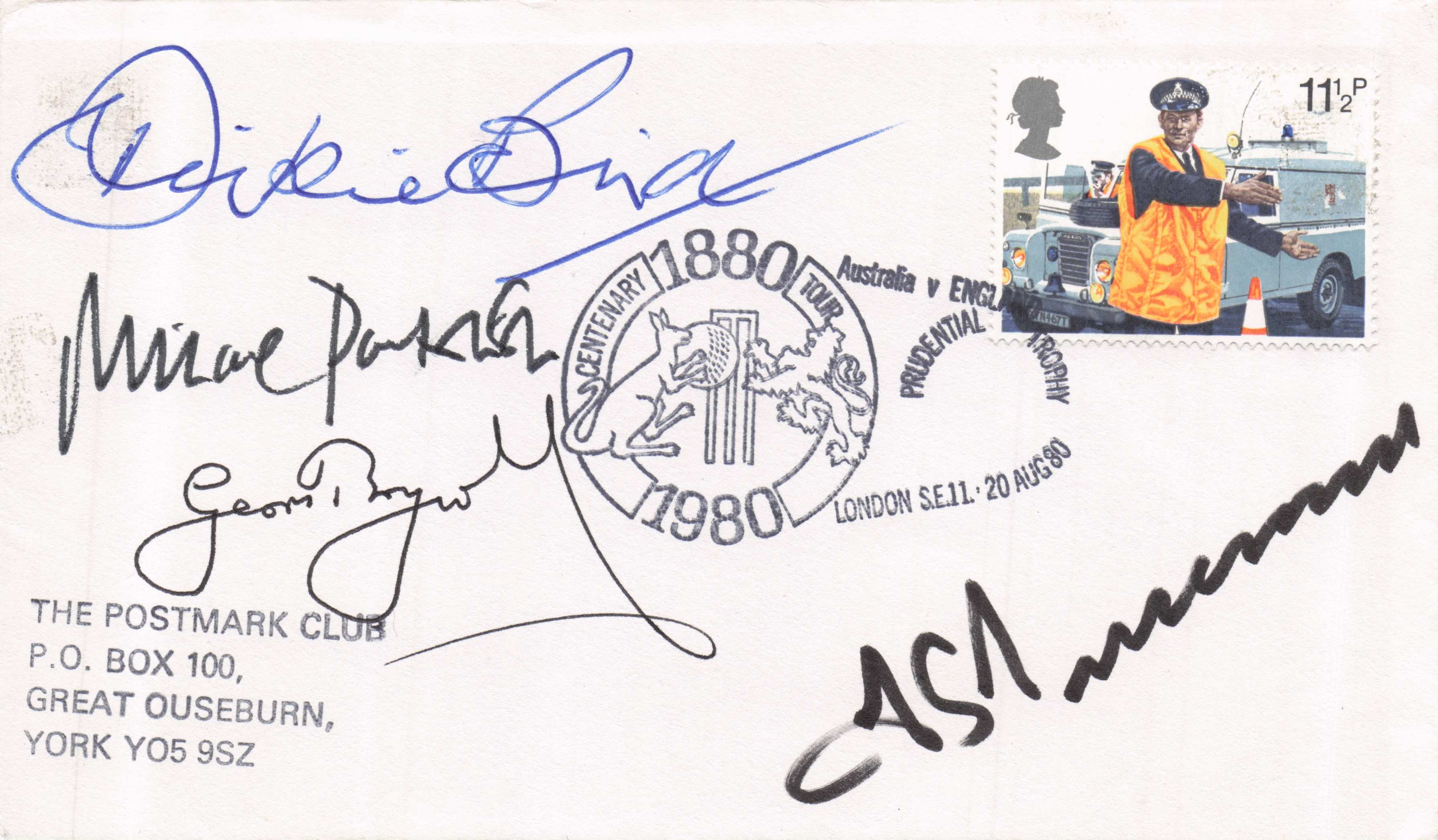 Michael Parkinson Geoff Boycott Dickie Bird 4x MULTI Cricket Hand Signed FDC