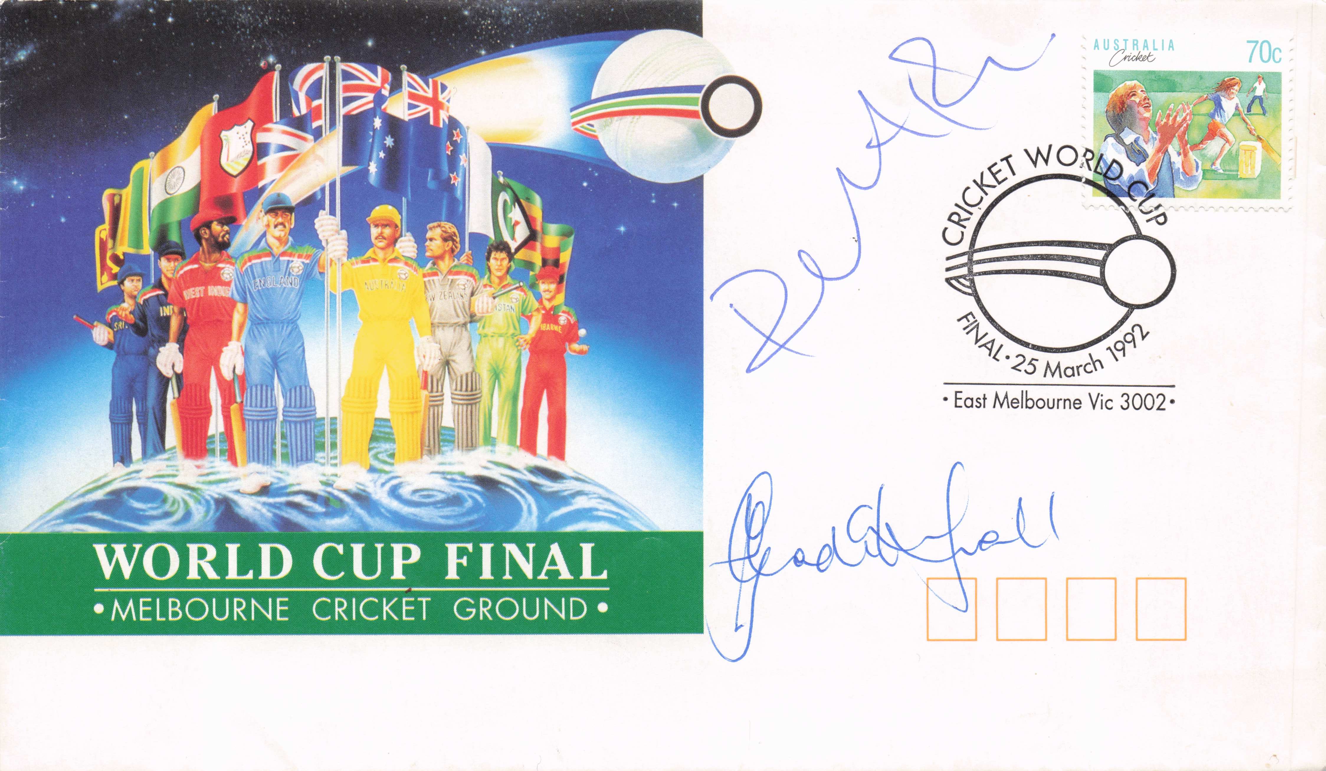 Glenn McGrath 1992 Australia Cricket World Cup Final MULTI Hand Signed FDC