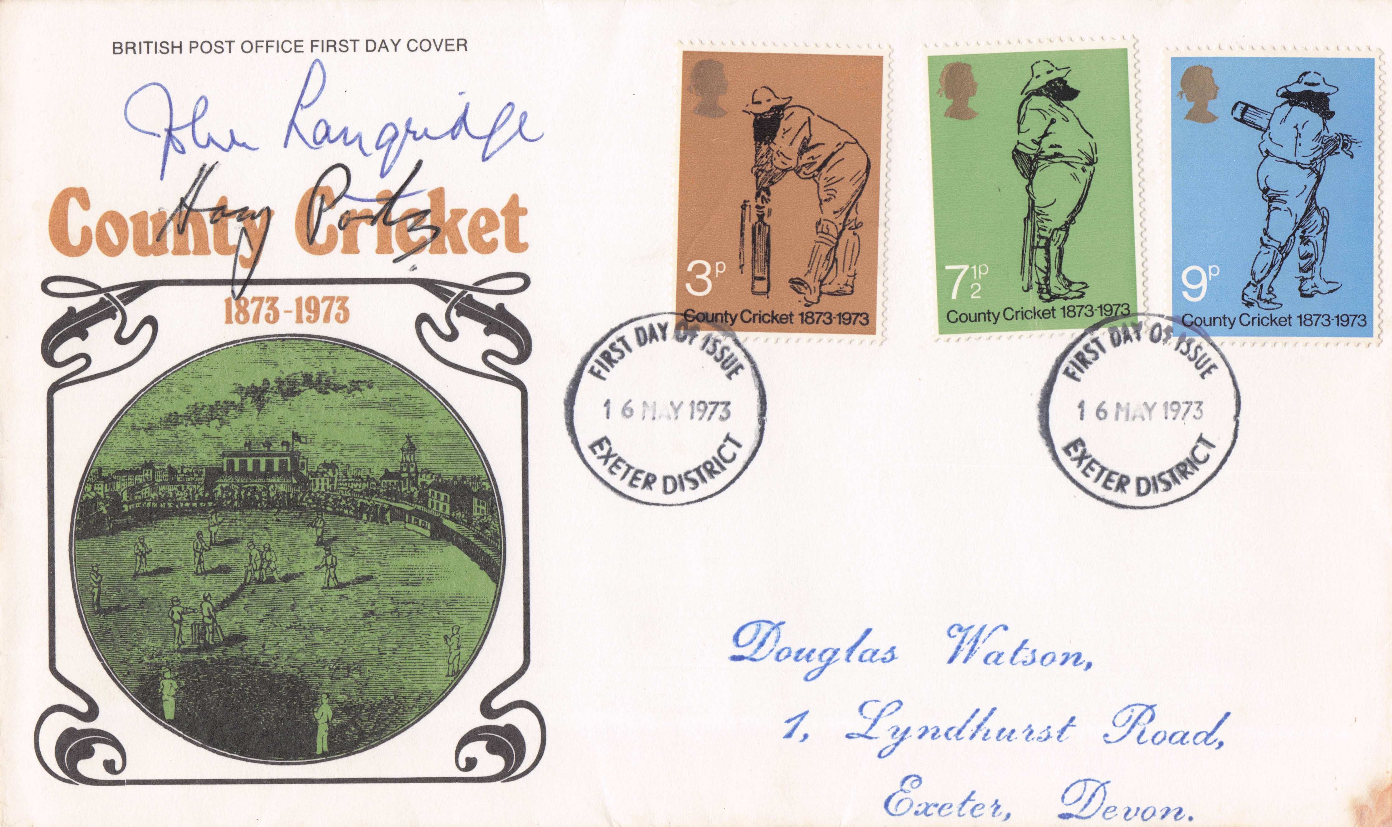 John Langridge 1973 County Cricket Vintage Hand Signed MULTI FDC 2x Autographs