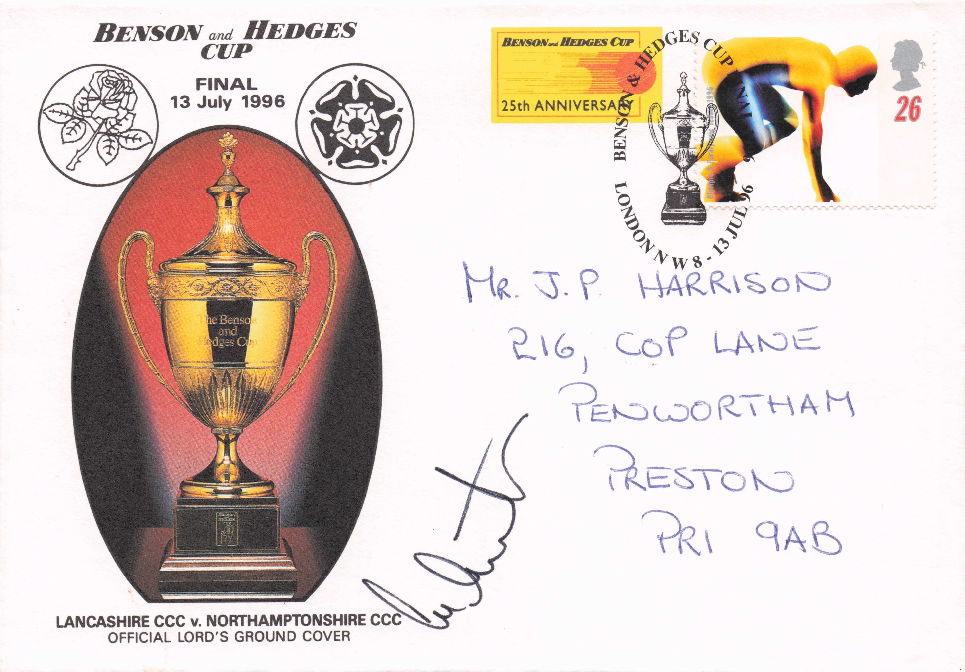 Ian Austin Lancashire vs Northampton 1996 B&H Cricket Cup Final Hand Signed FDC