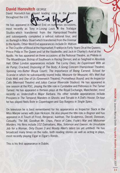 David Horovitch Miss Marple The Conjuring Film Nun Hand Signed Photo Theatre Page
