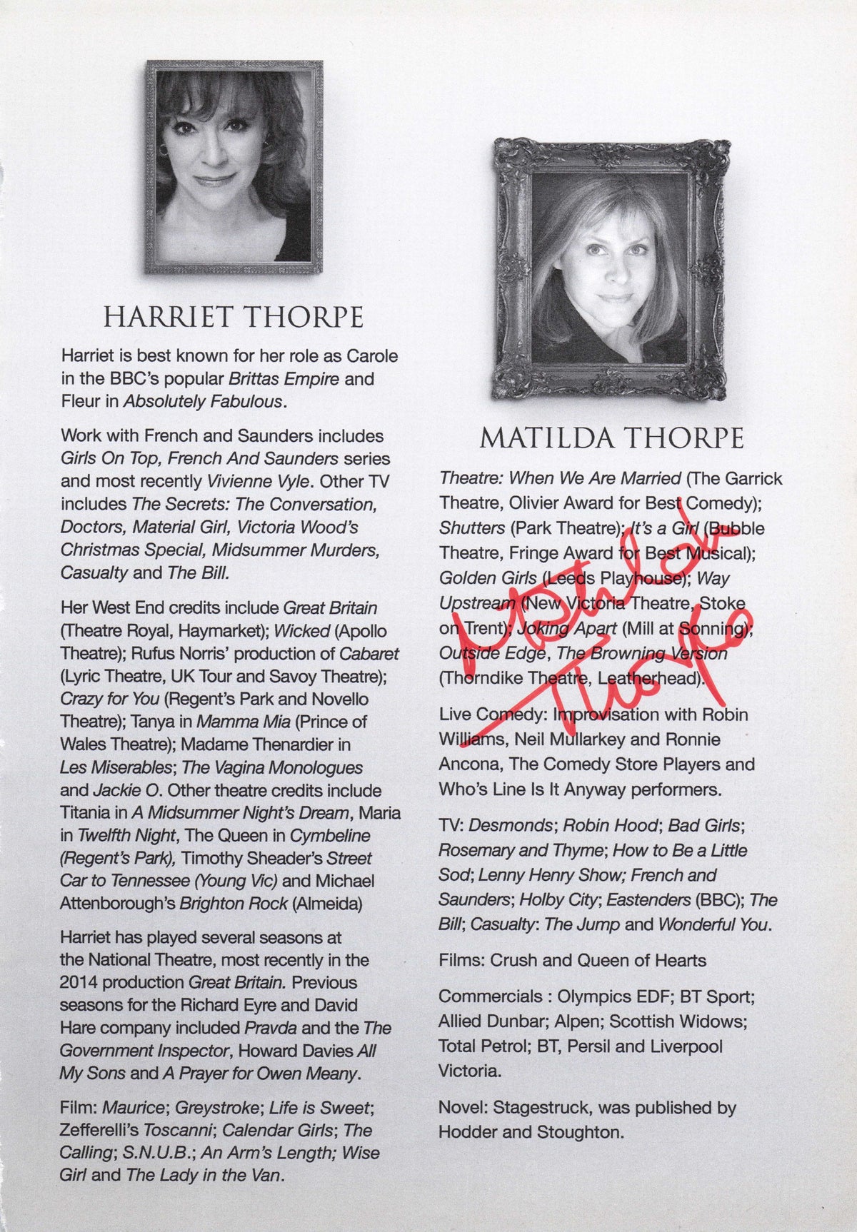 Matilda Thorpe Amy Winehouse Back To Black Desmond's Hand Signed Photo Page
