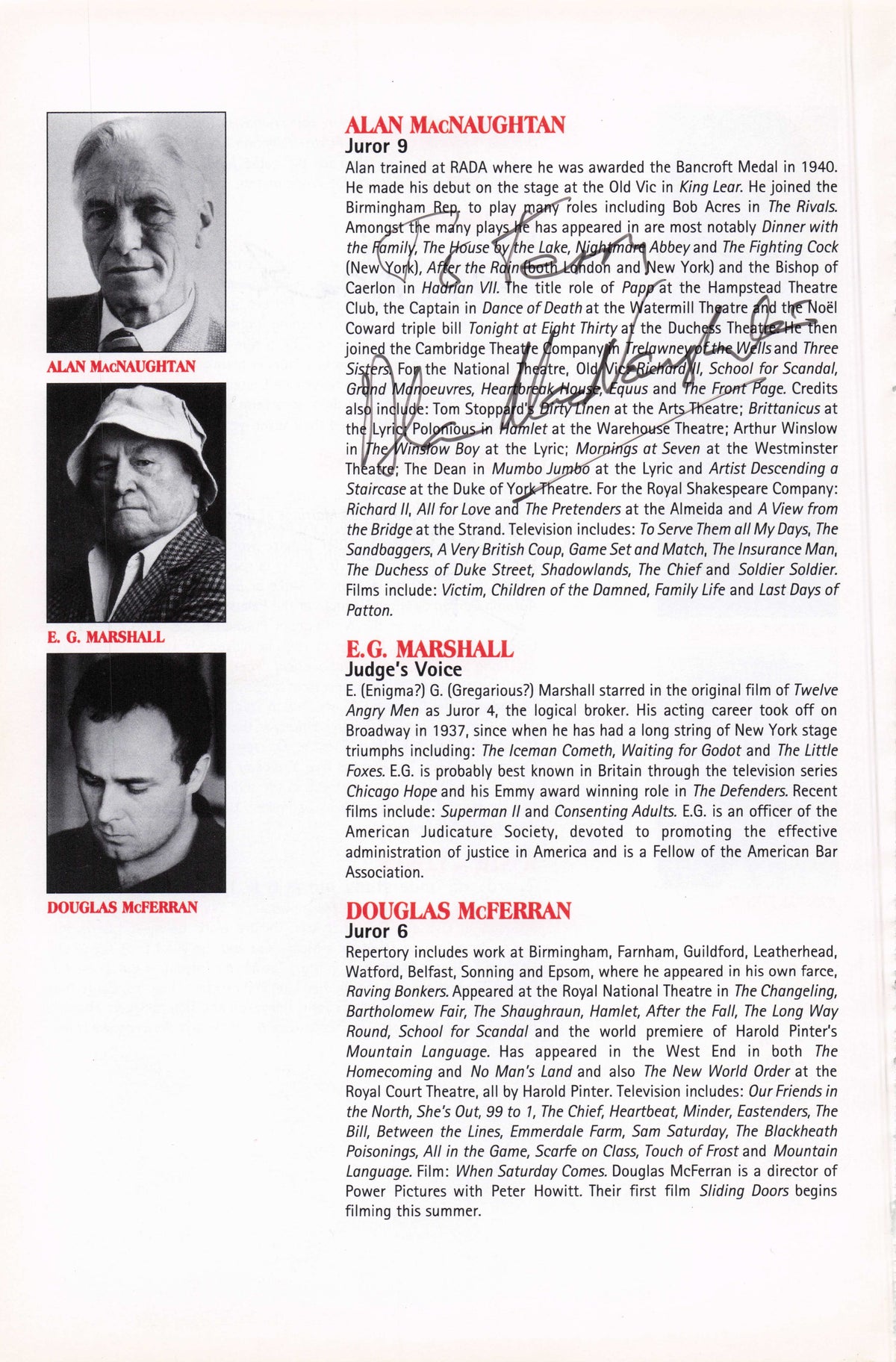 Alan MacNaughtan Maurice Kaufman Hammer Quatermass Hand Signed Photo Page