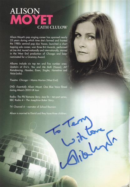Alison Moyet Pop Singer Dawn French Multi Hand Signed Rare Theatre Photo Page