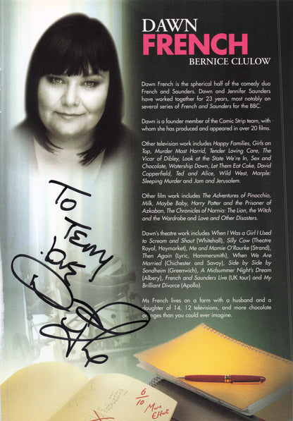 Alison Moyet Pop Singer Dawn French Multi Hand Signed Rare Theatre Photo Page