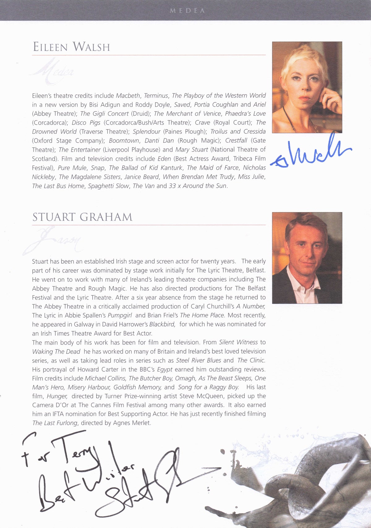 Stuart Graham Hunger Strike Tinker Tailor Soldier Spy Hand Signed Theatre Photo Page