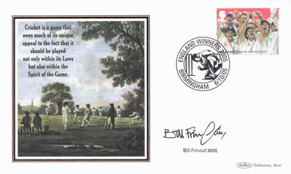 Bill Frindall MBE BBC Commentator Cricket 2005 England Cup Hand Signed FDC
