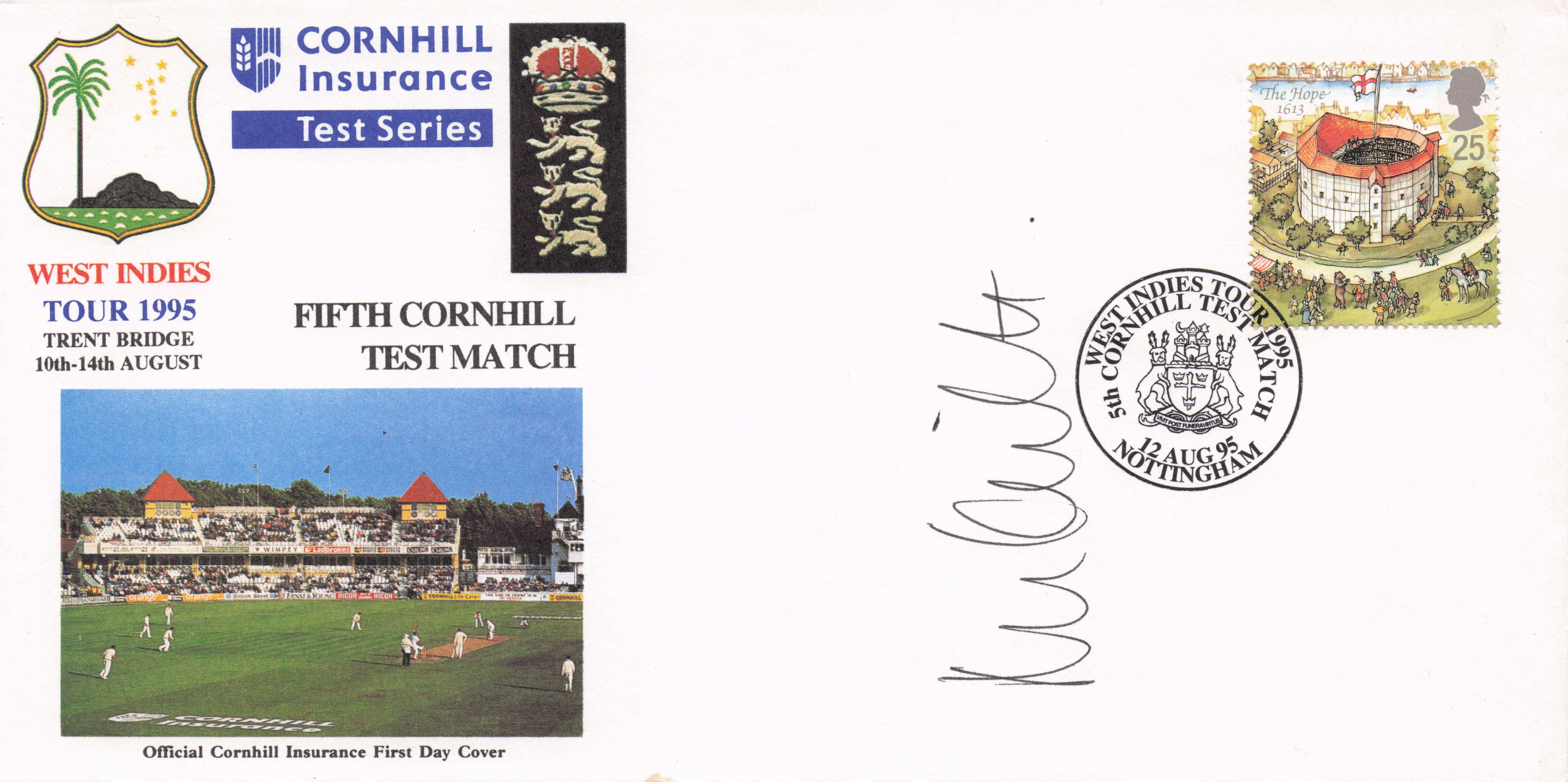 England Vs West Indies 1995 Test Match Cricket Hand Signed First Day Cover FDC