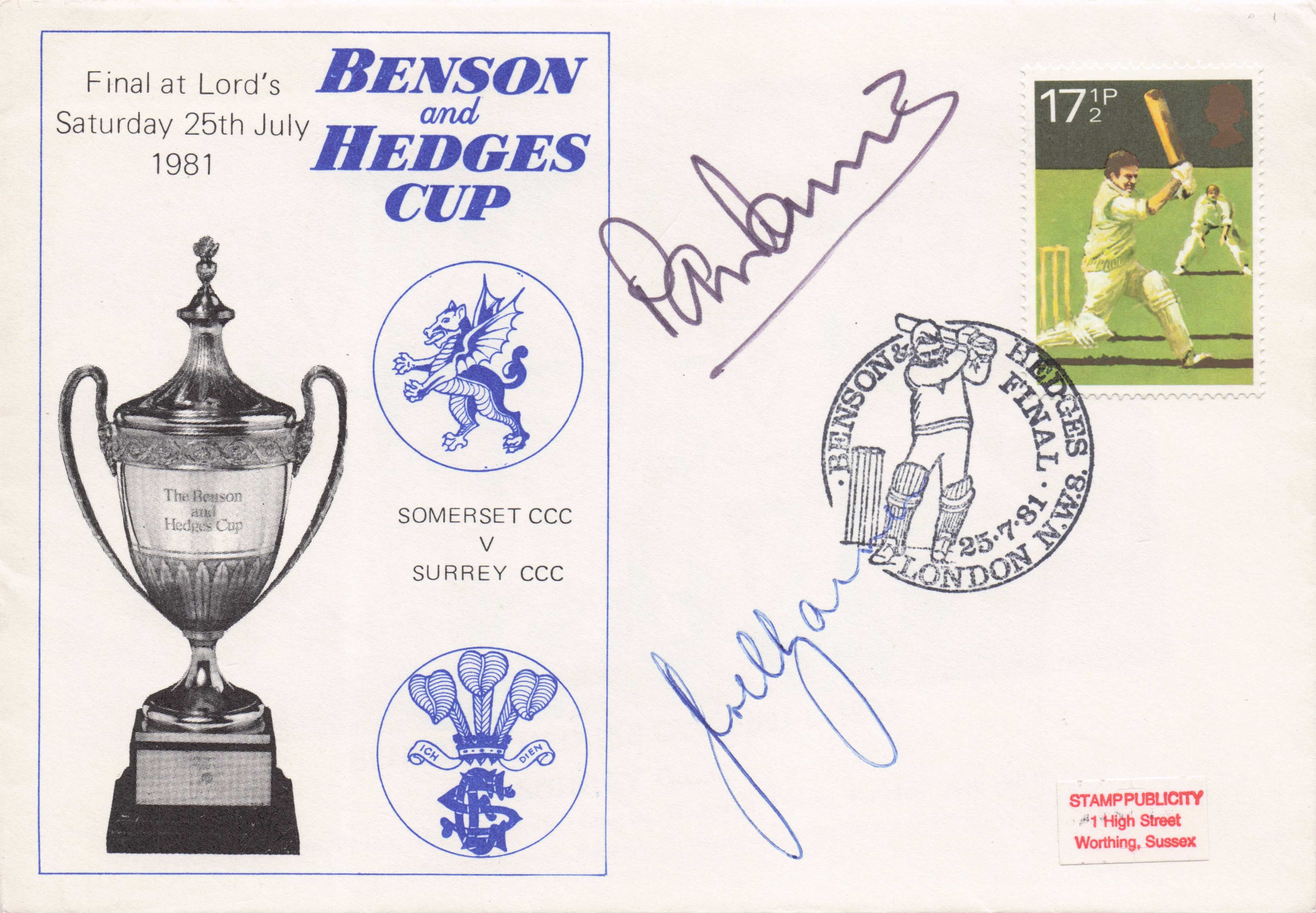 Pat Pocock Spinner 1981 B&H Cup Final Surrey Cricket MULTI Hand Signed FDC