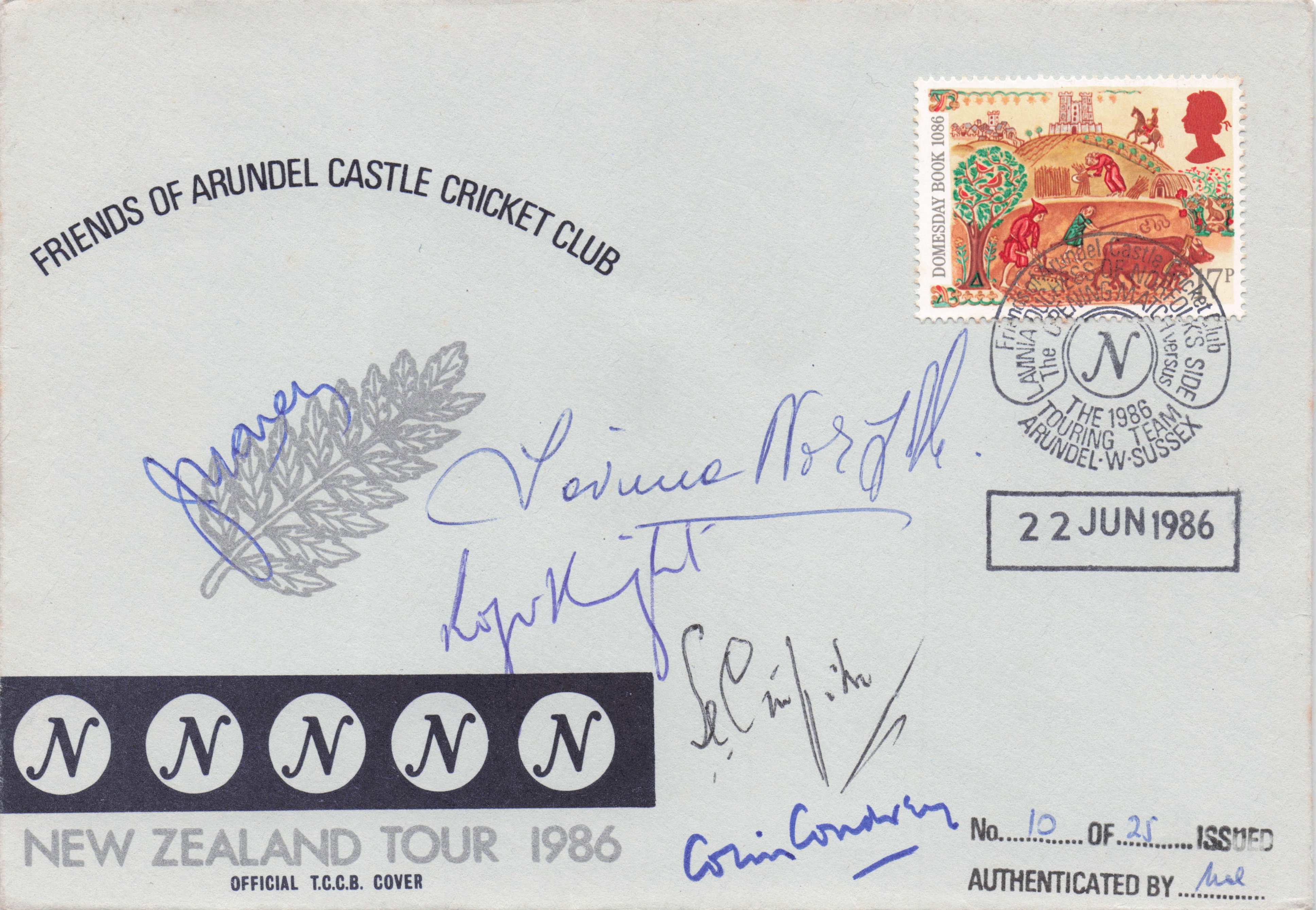 Roger Knight Stewart Griffith Sussex Cricket 1986 LTD TO 25 5x Hand Signed FDC