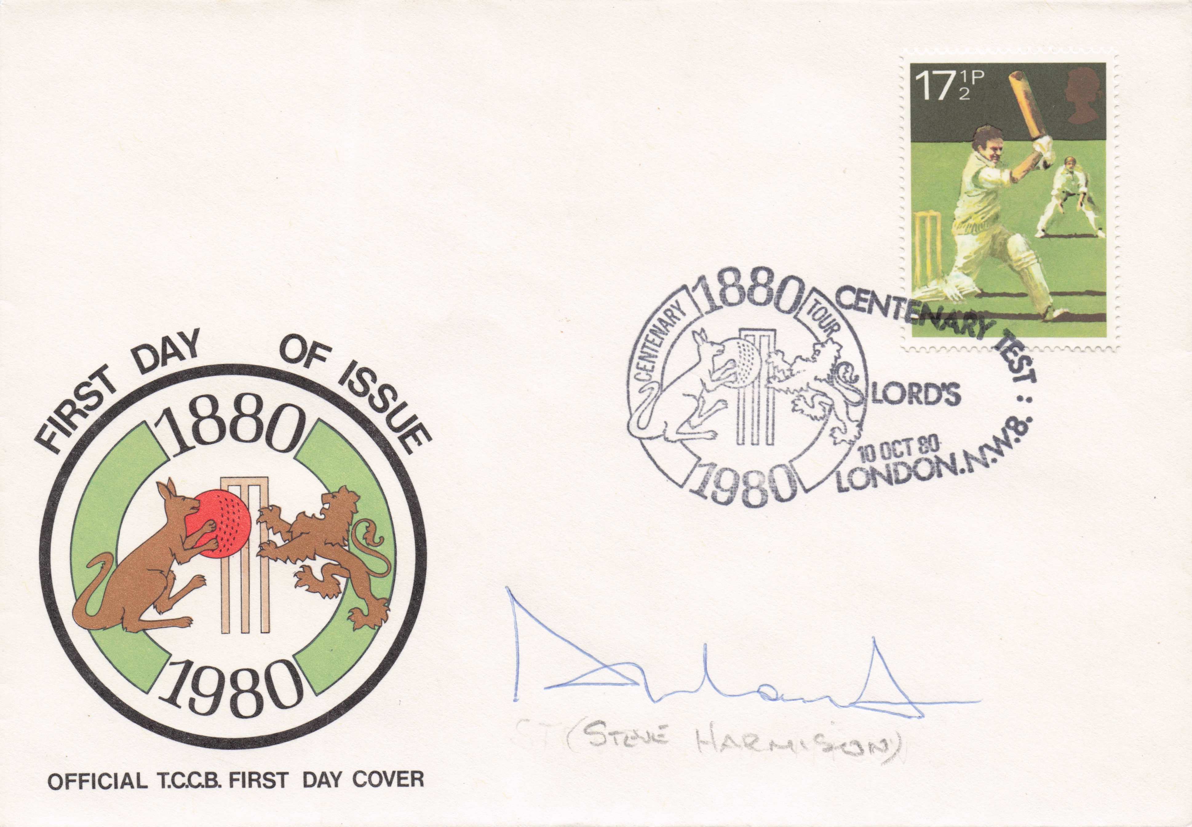 Steve Harmison Durham Yorkshire Cricket Club Rare Hand Signed 1980 TCCB FDC