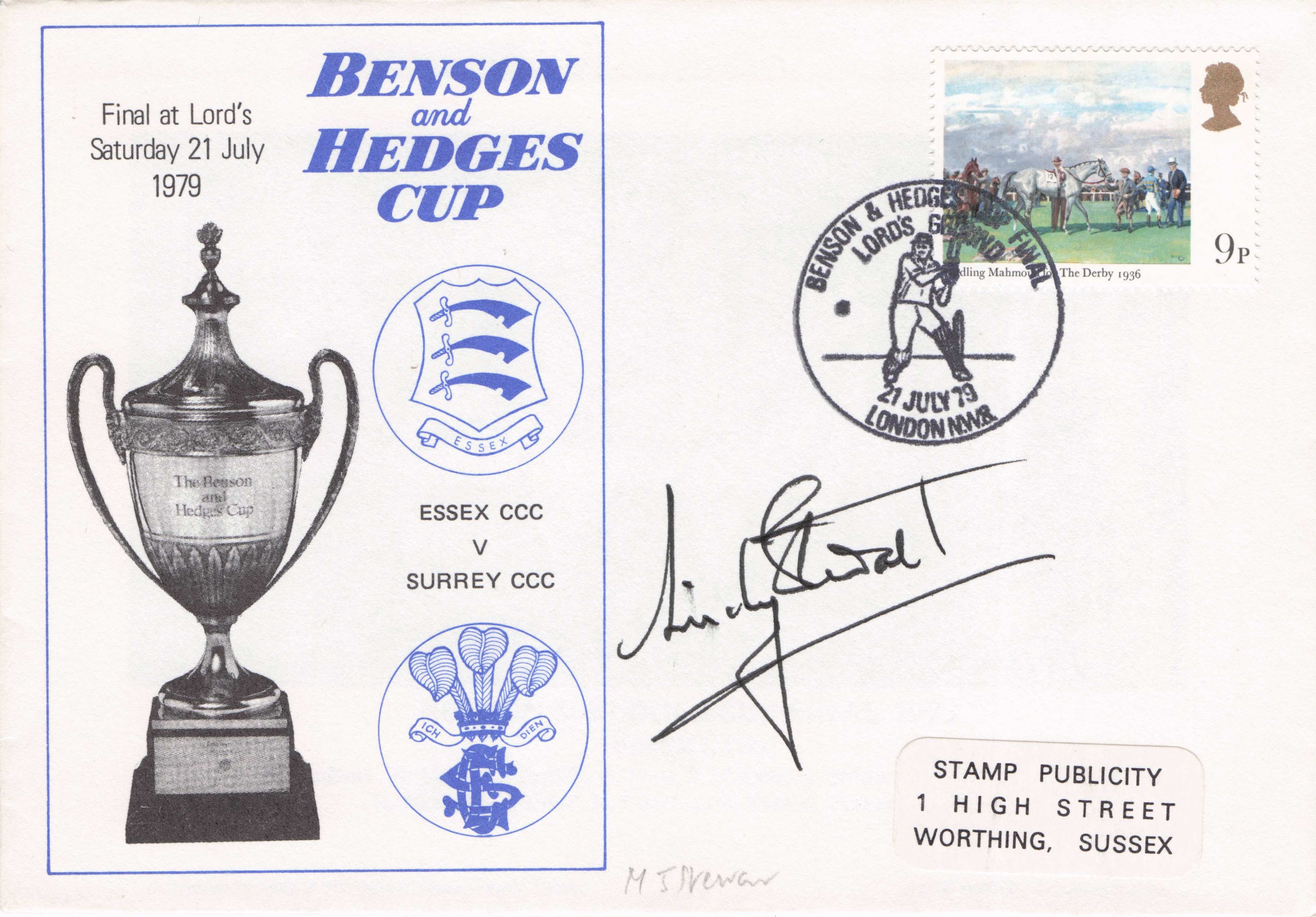Micky Stewart Surrey Cricket Essex 1979 B&H Cup Final Rare Hand Signed FDC