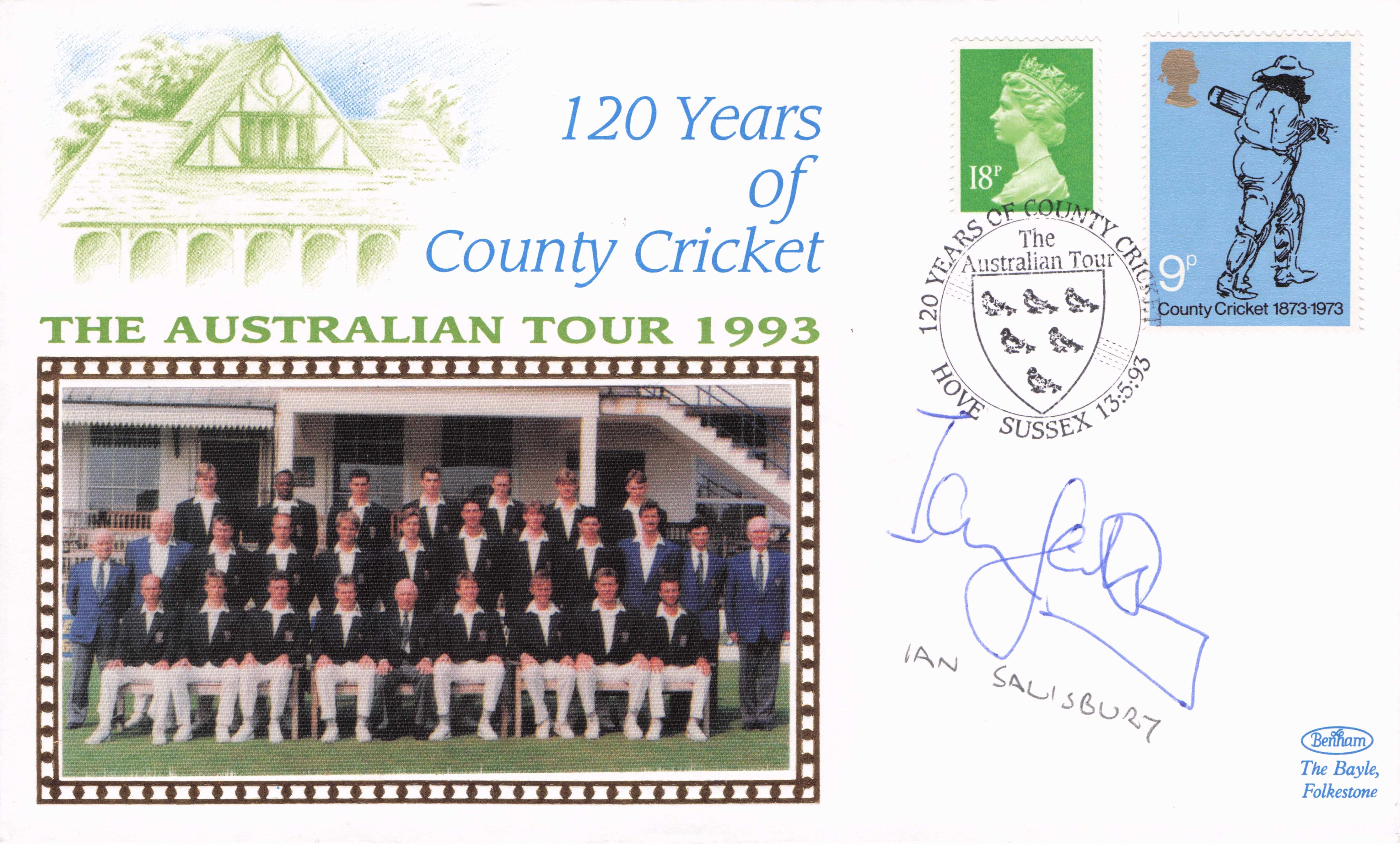 Ian Salisbury Sussex Surrey Cricket Benham 1993 Australian Tour Hand Signed FDC