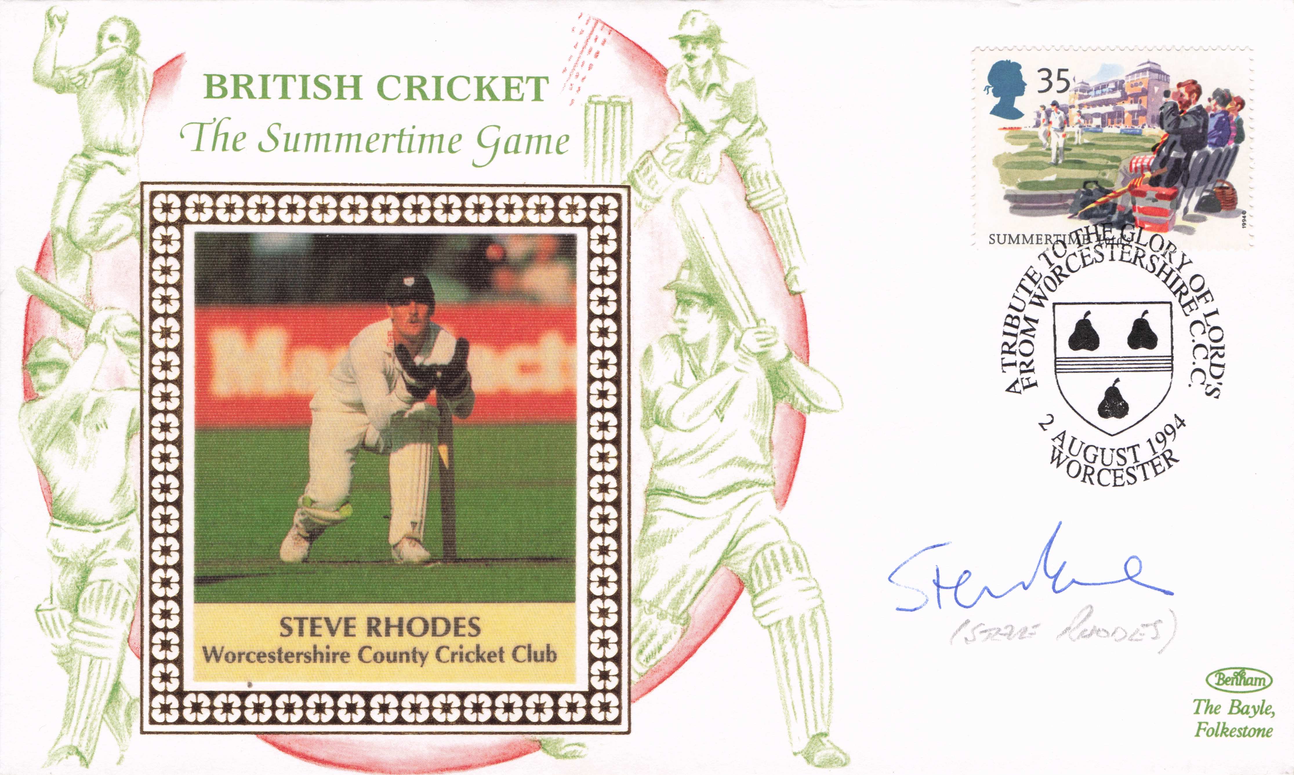 Steve Rhodes Worcestershire Cricket Club Benham 1994 Hand Signed FDC