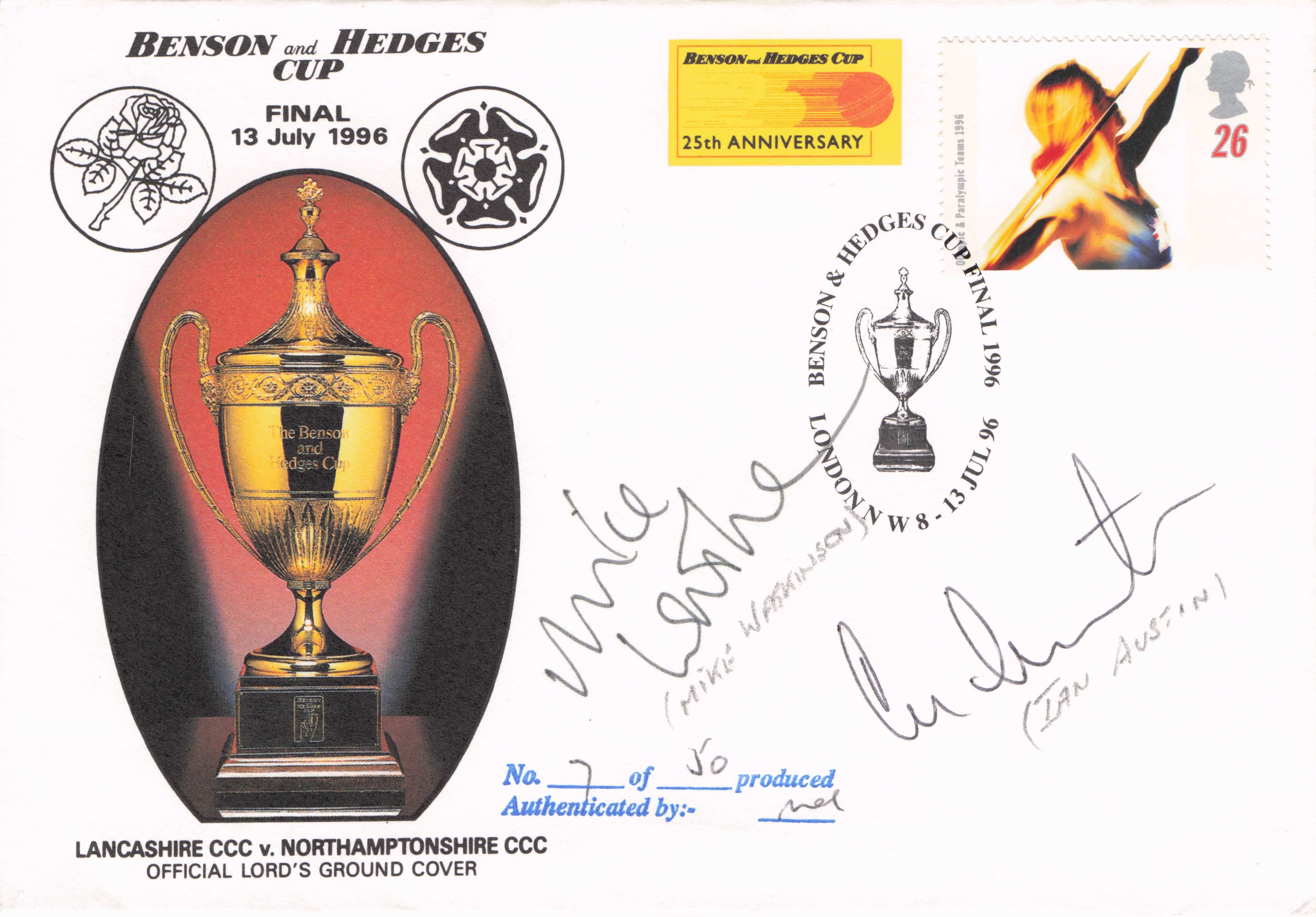 Ian Austin Mike Watkinson Lancashire Cricket LTD TO 50 MULTI Hand Signed FDC