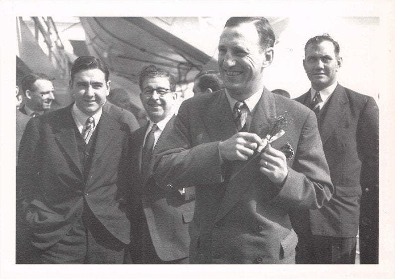 Sir Len Hutton Yorkshire Cricket Adjusting Suit Flower Real Photo POstcard