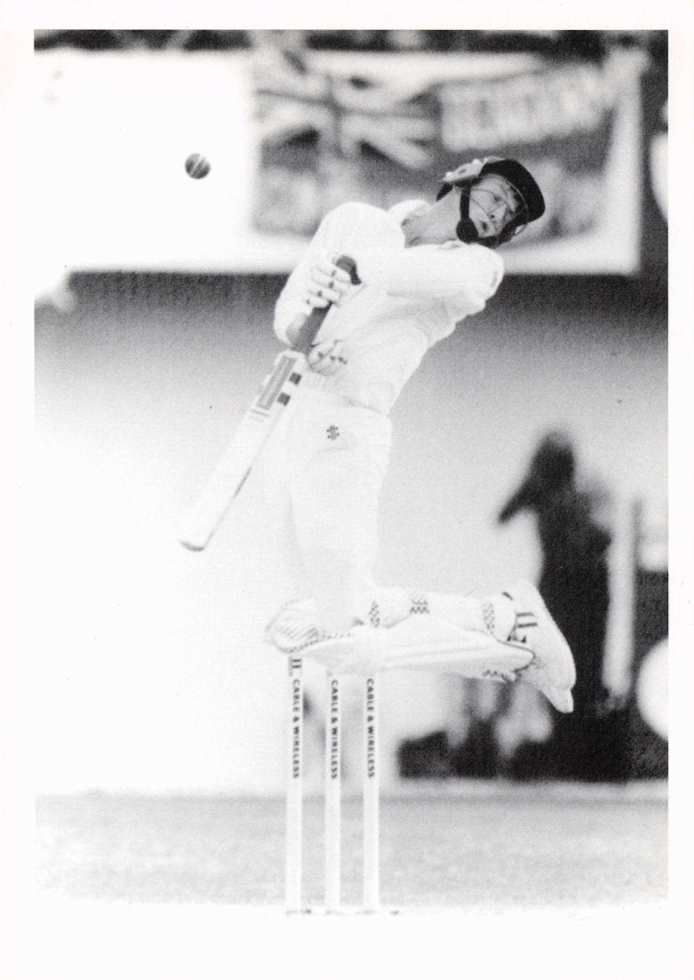 Mike Atherton Lancashire Batting For Victory Rare Cricket Real Photo Postcard