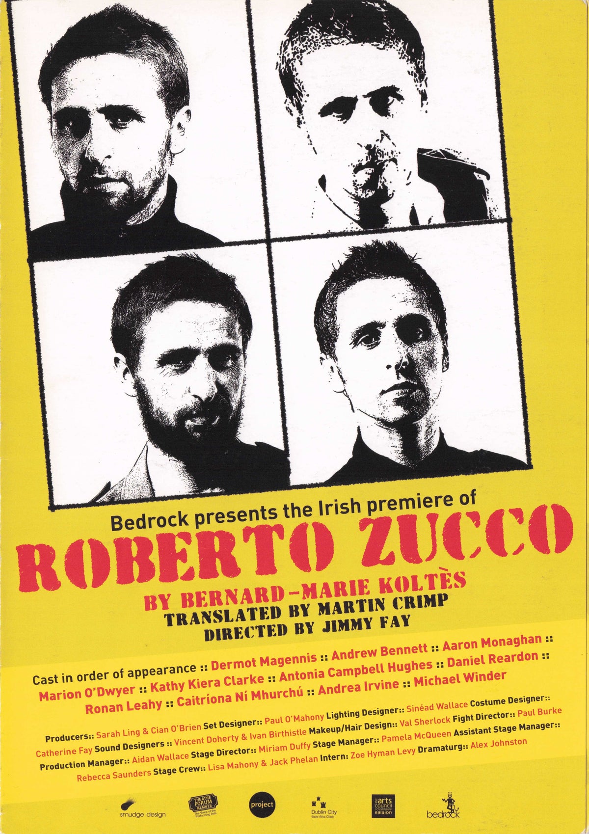 Roberto Zucco French Serial Killer Play MULTI 5x Hand Signed Theatre Photo Flyer