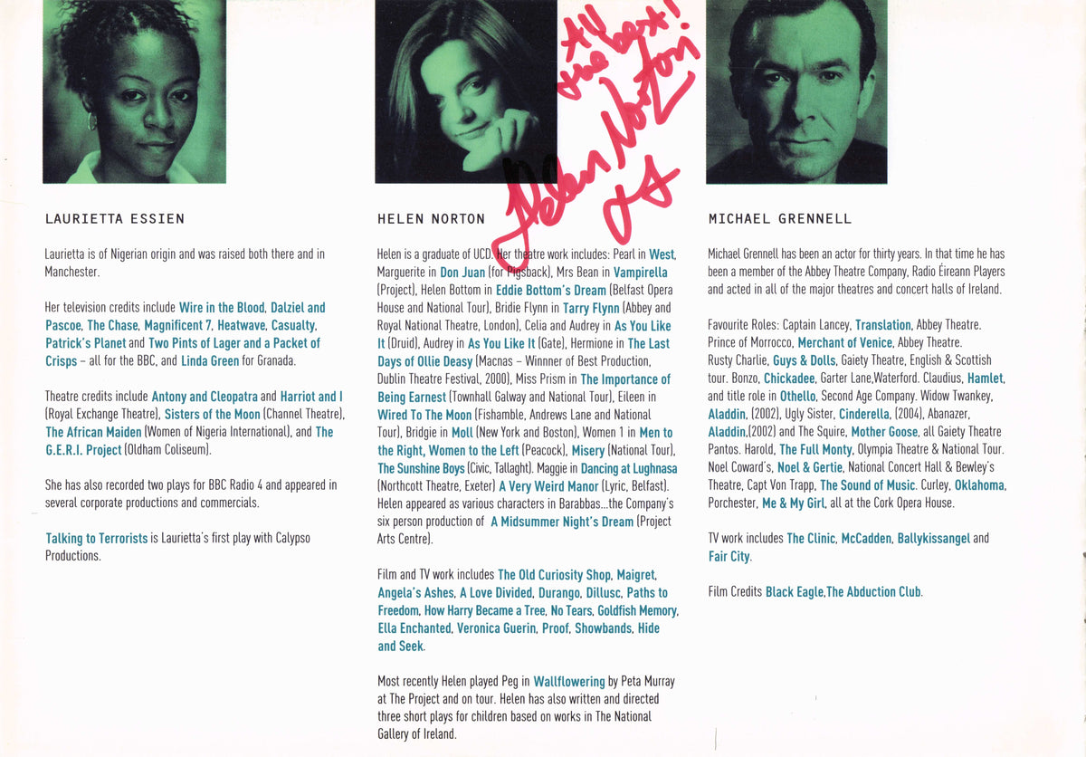 Helen Norton Irish Actress Fair City The Dry Angela's Ashes Hand Signed Photo Page