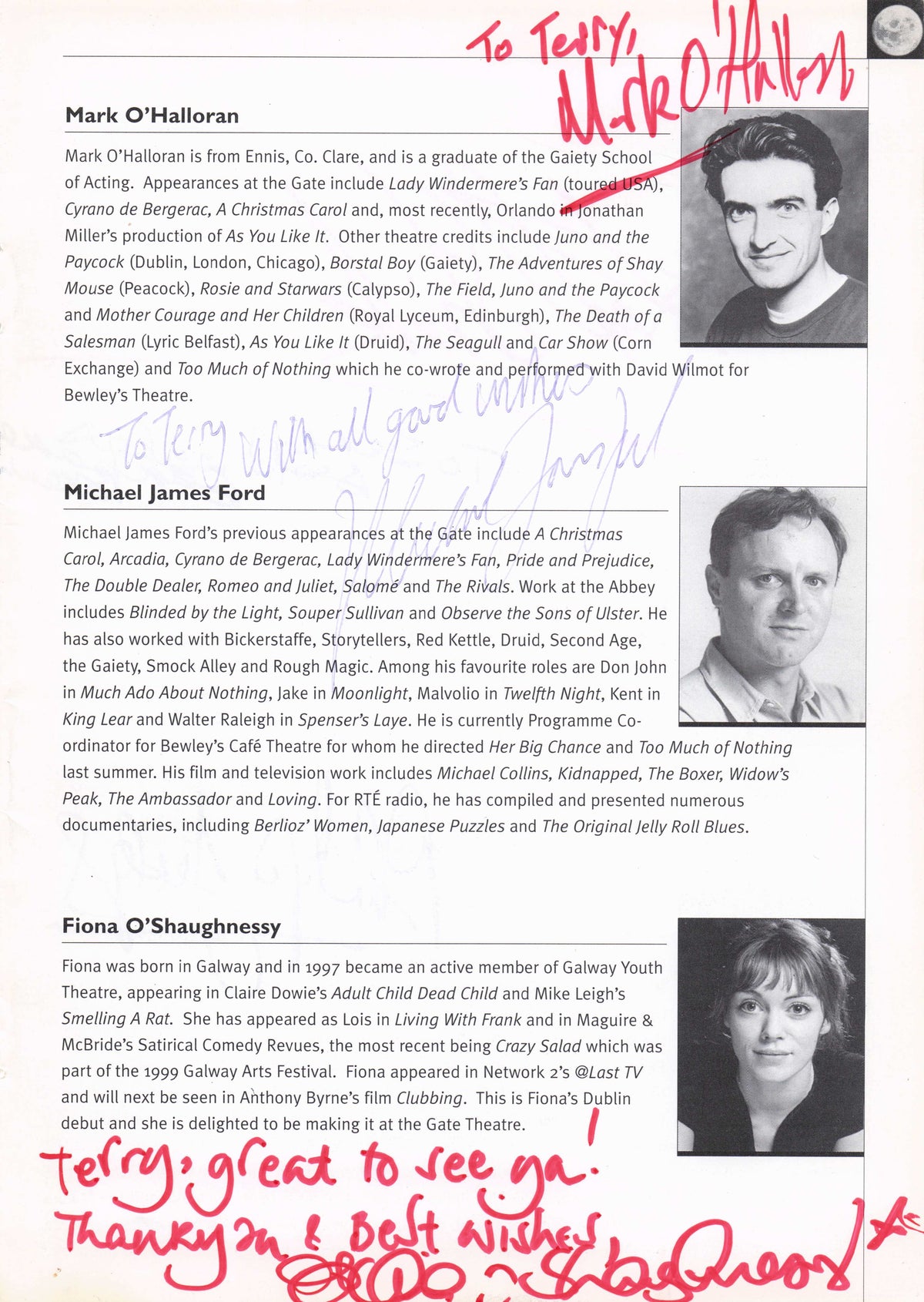 Barbara Brennan Karl Shiels Fair City 6x Dublin Irish Actor Hand Signed Photo Page