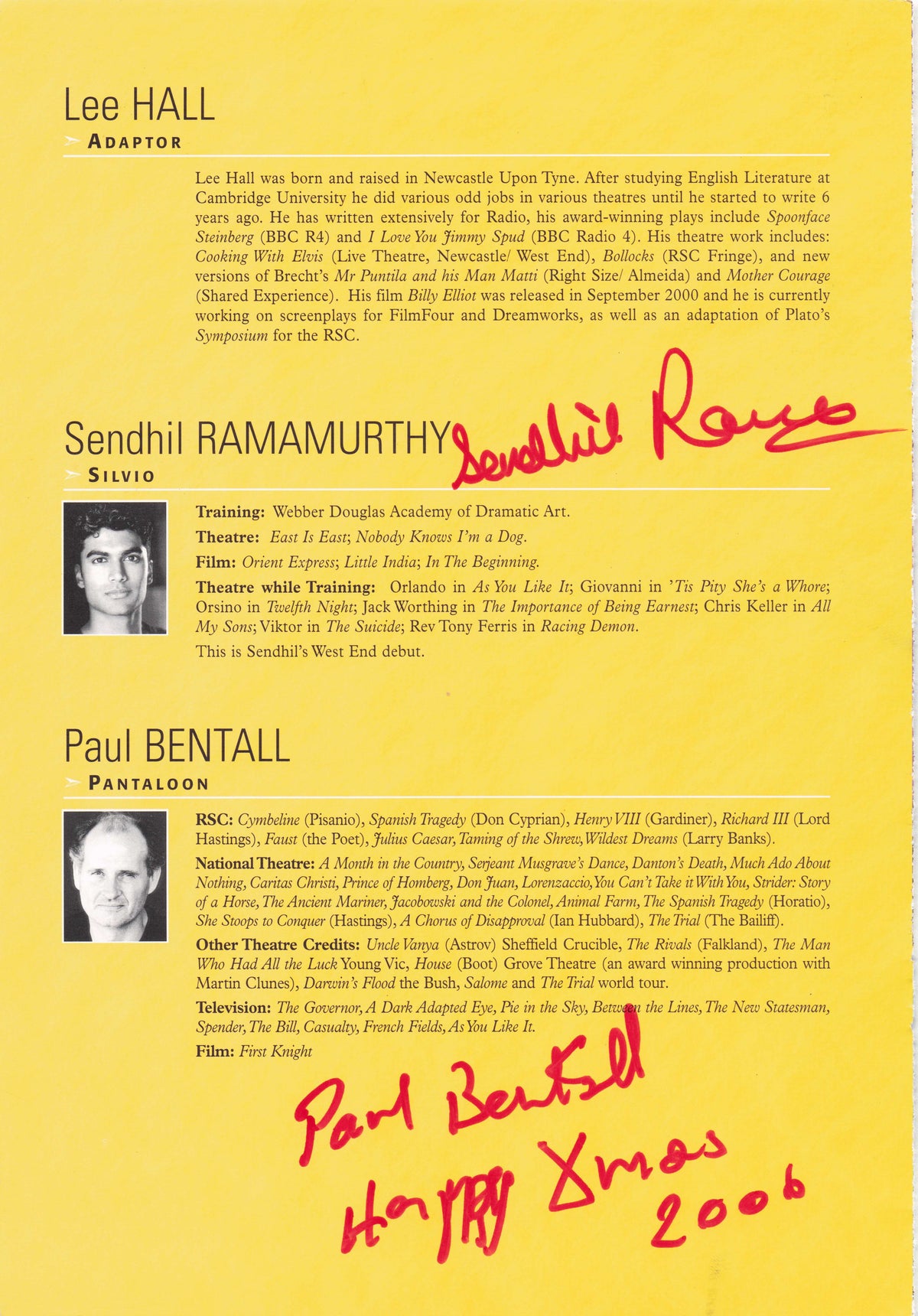 Sendhil Ramamurthy Of Heroes Paul Bentall Flash Gordon Hand Signed Photo Page