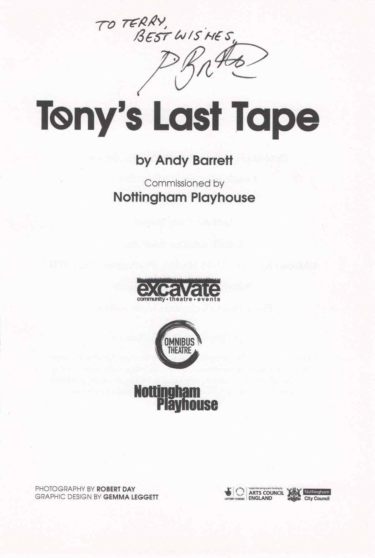 Tony Benn's Last Tape Labour MP Hand Signed Theatre Page Playwright Autograph