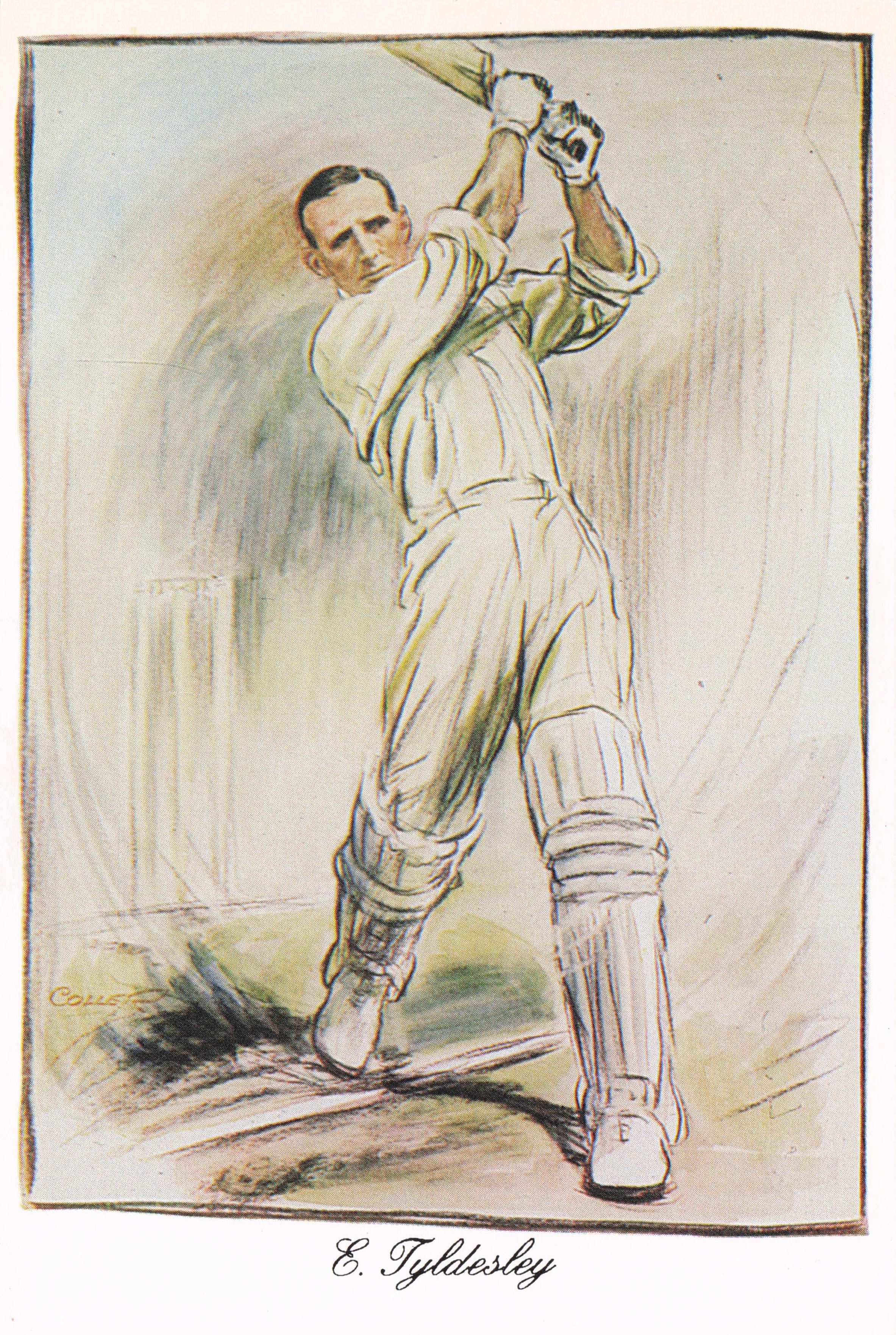 Ernest Tyldesley Lancashire Team England Cricket Legend Painting Postcard