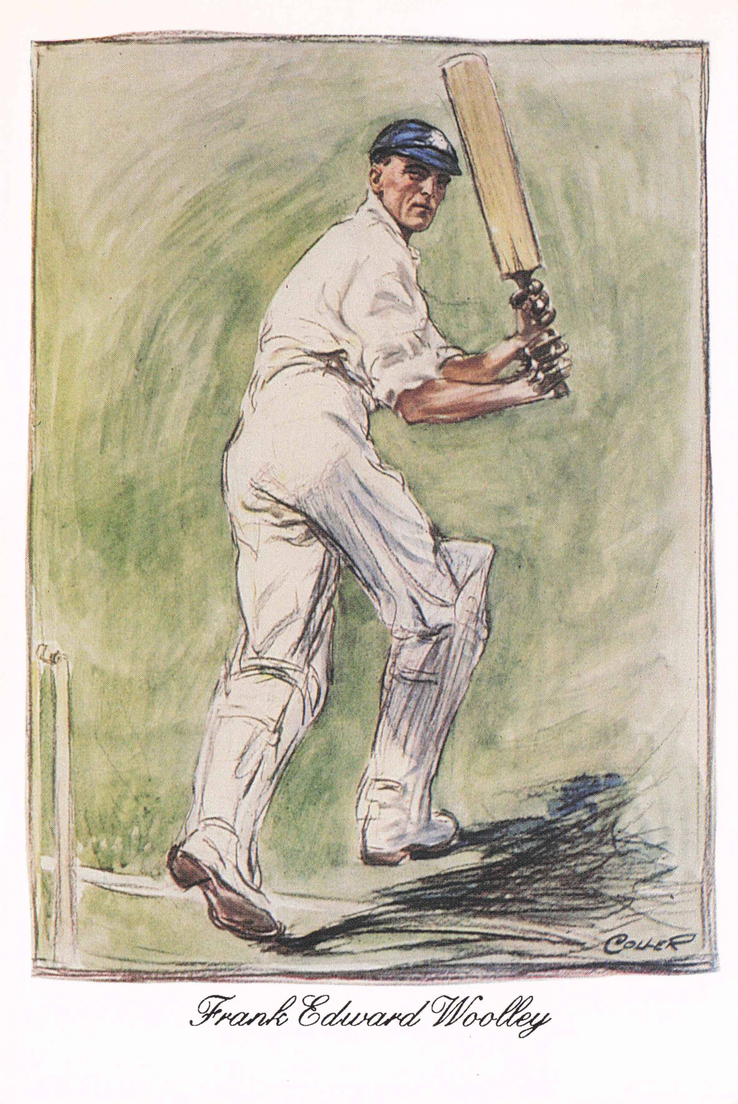 Frank Edward Woolley Kent England Cricket Team Art Painting Postcard
