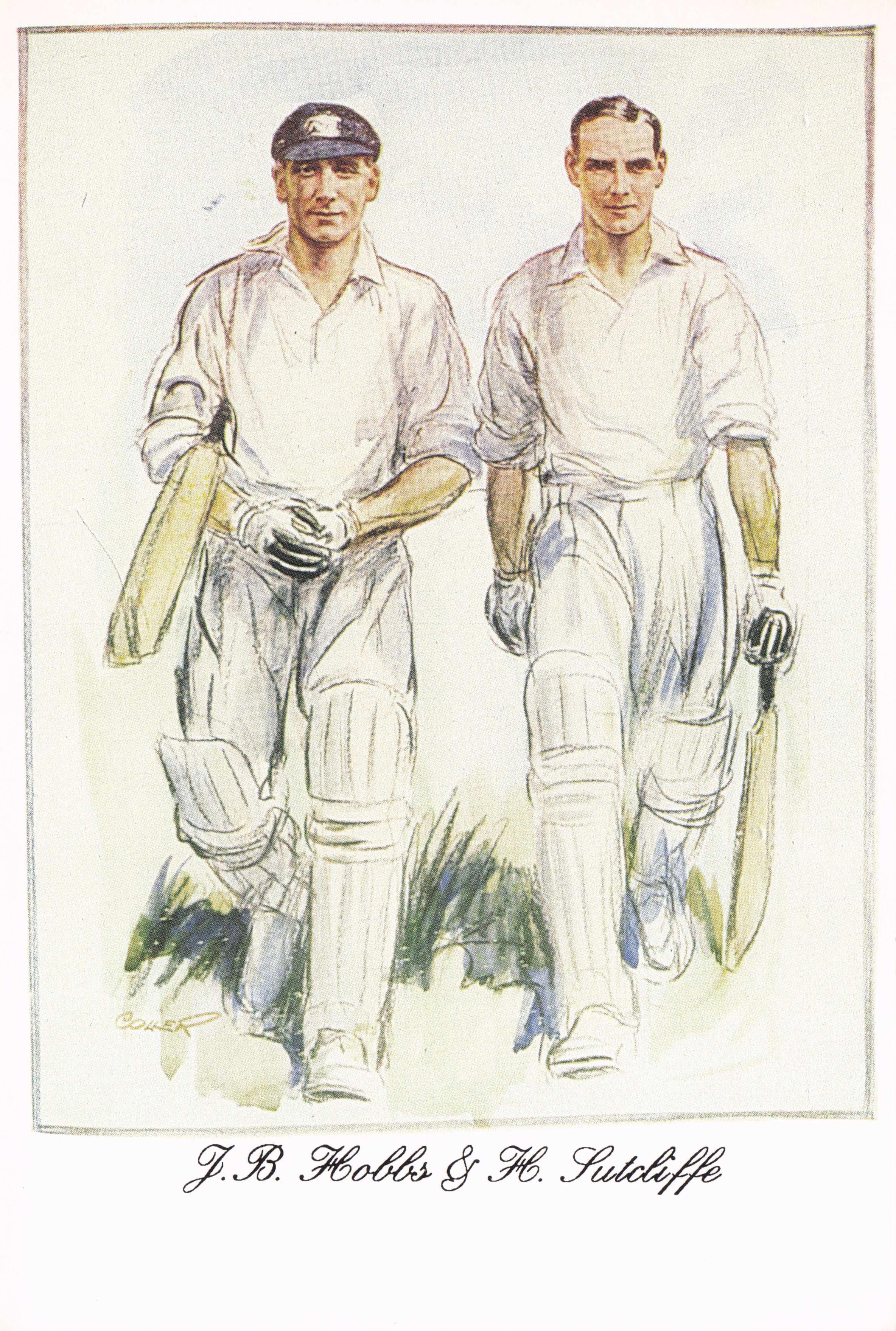 Jack Hobbs Surrey Cricket Team England Legend Painting Postcard