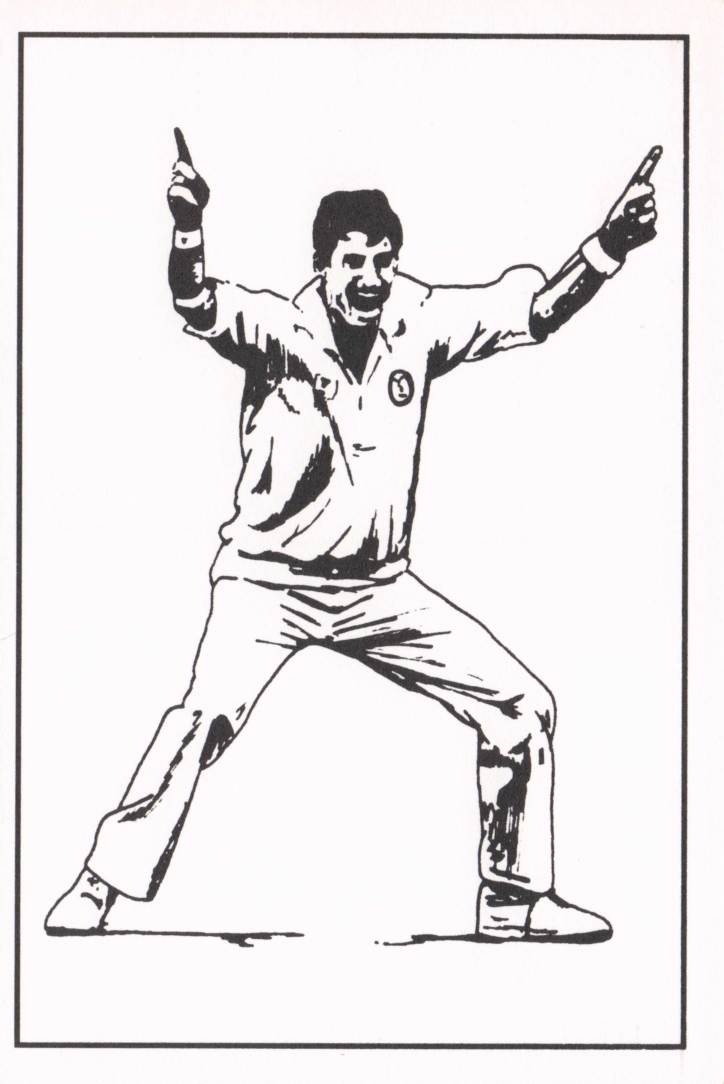 Sir Richard Hadlee Canterbury New Zealand Tasmania Cricket Painting Postcard