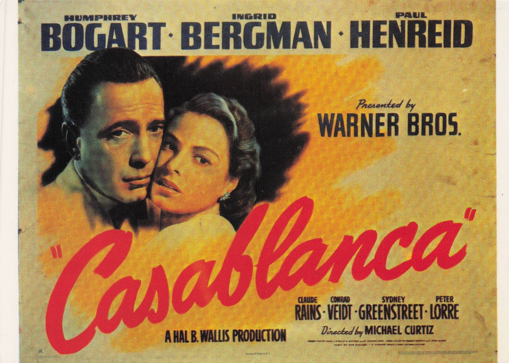 Humphrey Bogart Casablanca Film Cinema Poster Postcard