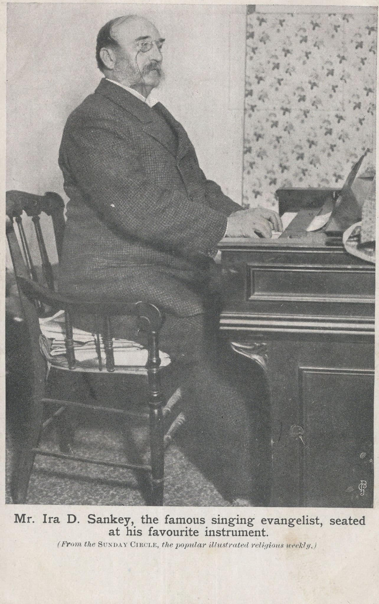 Ira Sankey Victorian American Pianist Gospel Singer Music Old Postcard