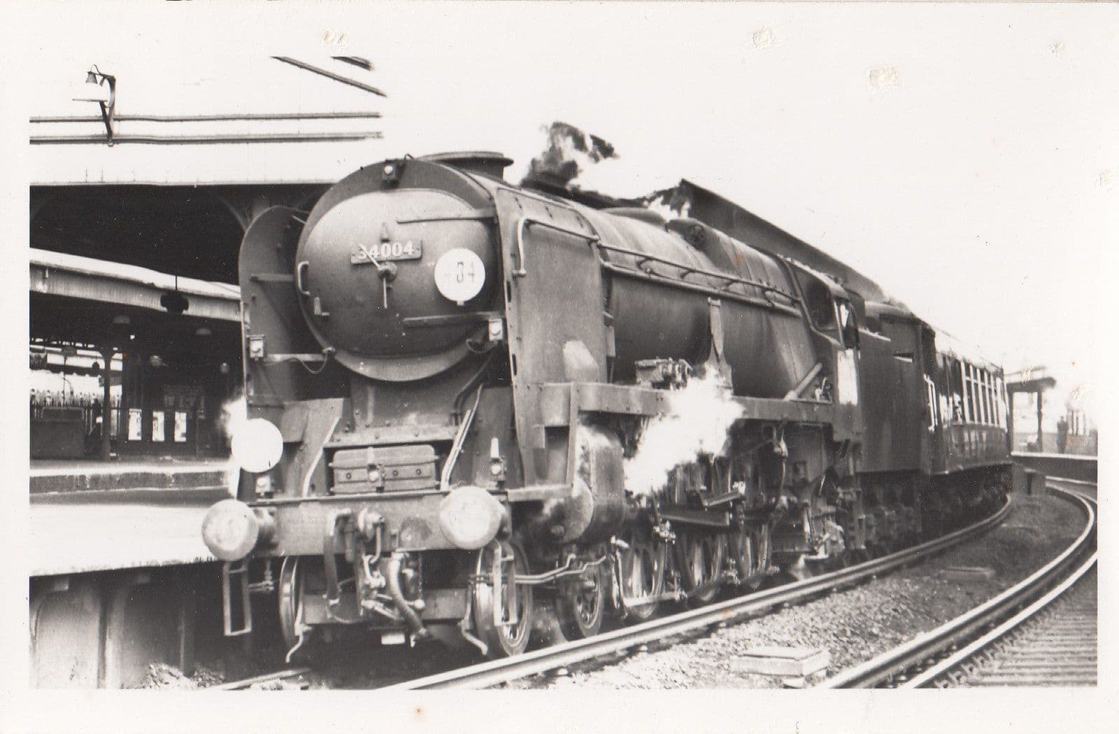 34004 Train At Vauxhall Station in 1966 Vintage Railway Photo