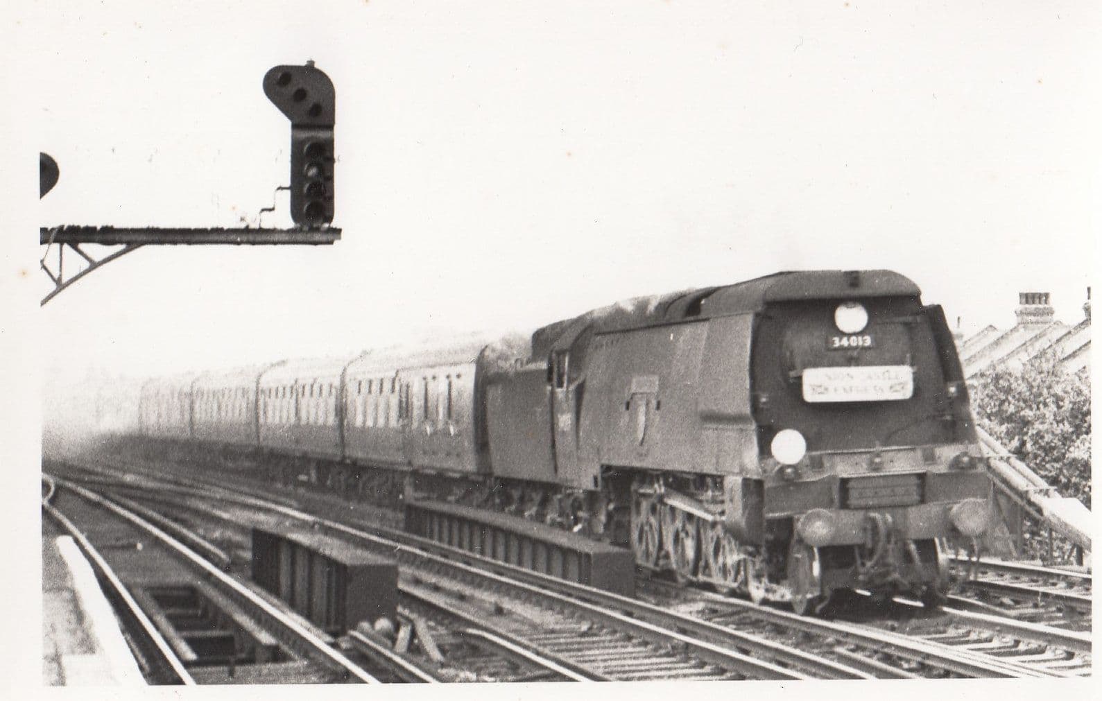 34013 Train At Raynes Park Station in 1965 Vintage Railway Photo