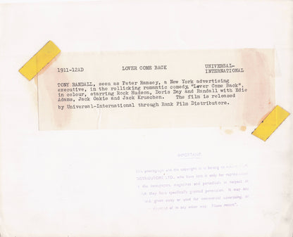 Tony Randall Lover Come Back Film 1961 Original 9x7 Rank Press Release Still Photo