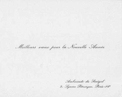 Senegal Ambassador Paris French France Embassy Hand Signed Card Autograph