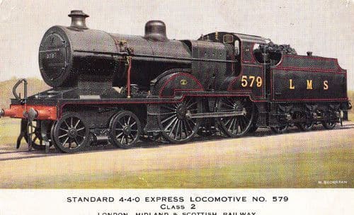 4-4-0 London Express Locomotive 579 Midland Railway 1952 Postcard + Rare Receipt