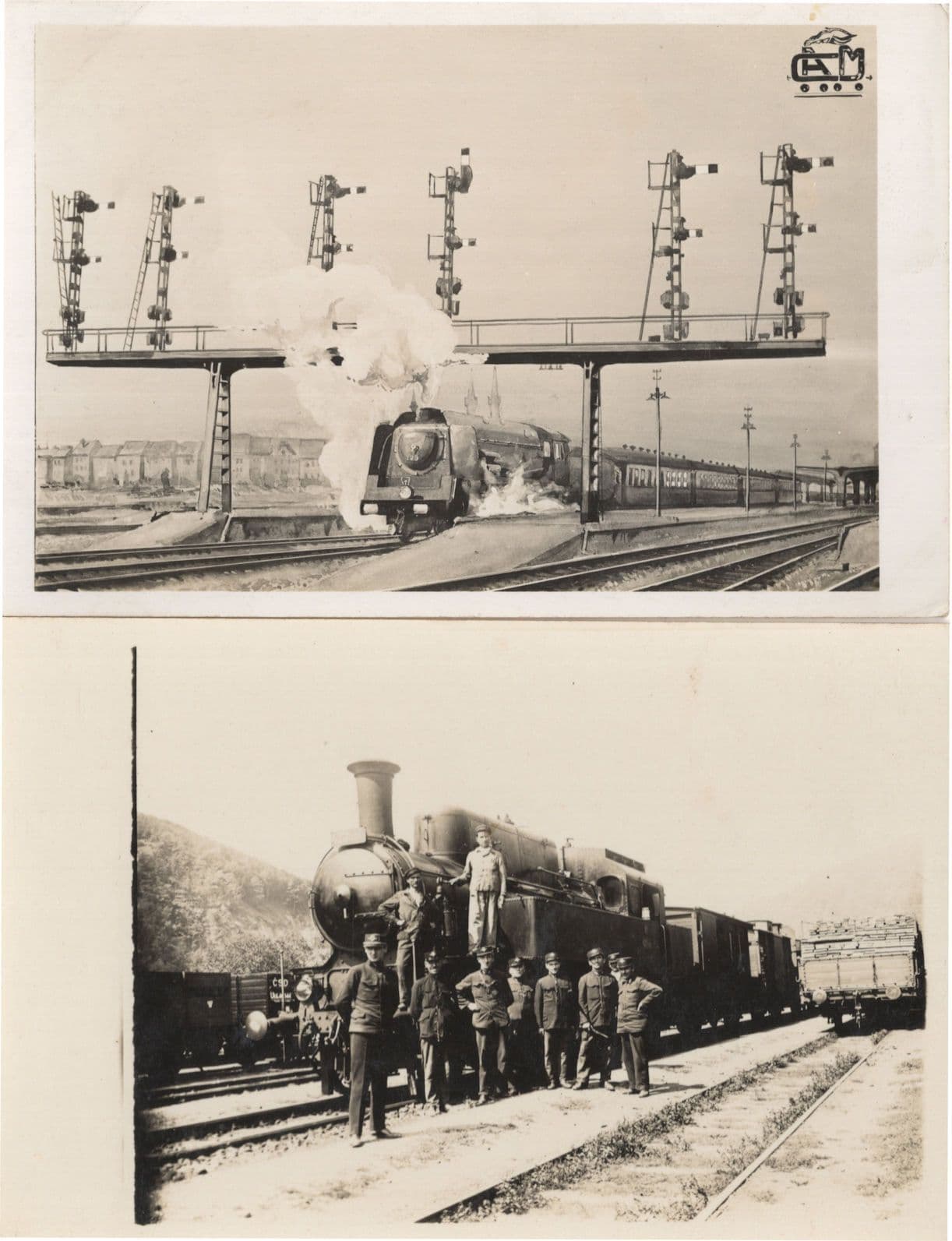 4-6-2 Bergen State Train at Bruges Railway 2x OId Photo Postcard