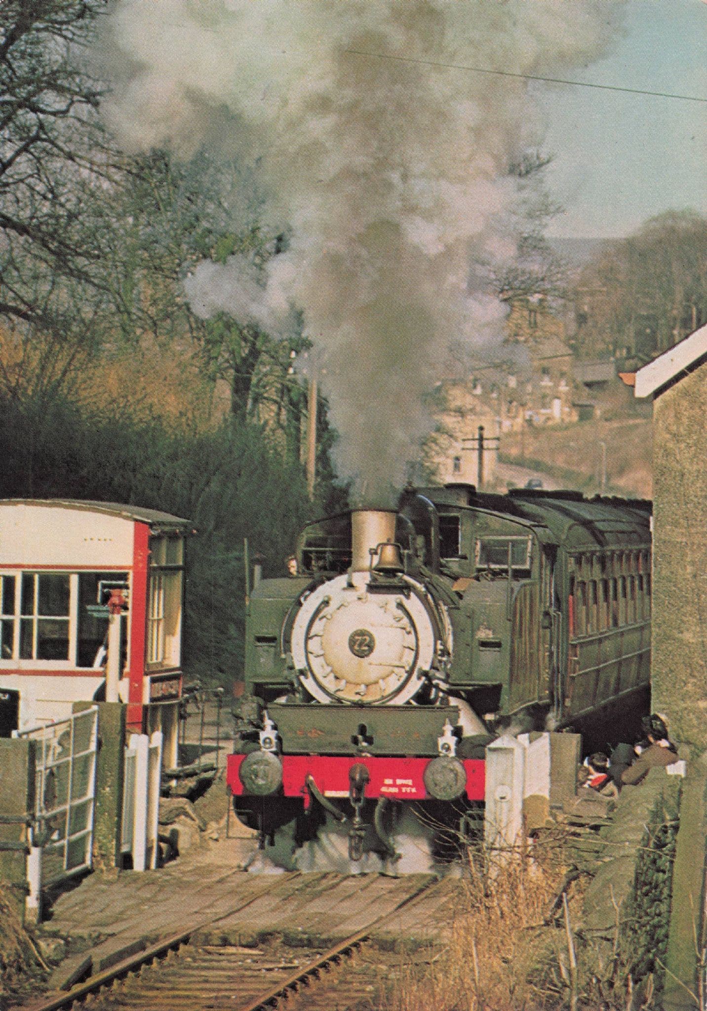 Keighley & Worth Valley Railway USA Corps Train Damien Station Postcard