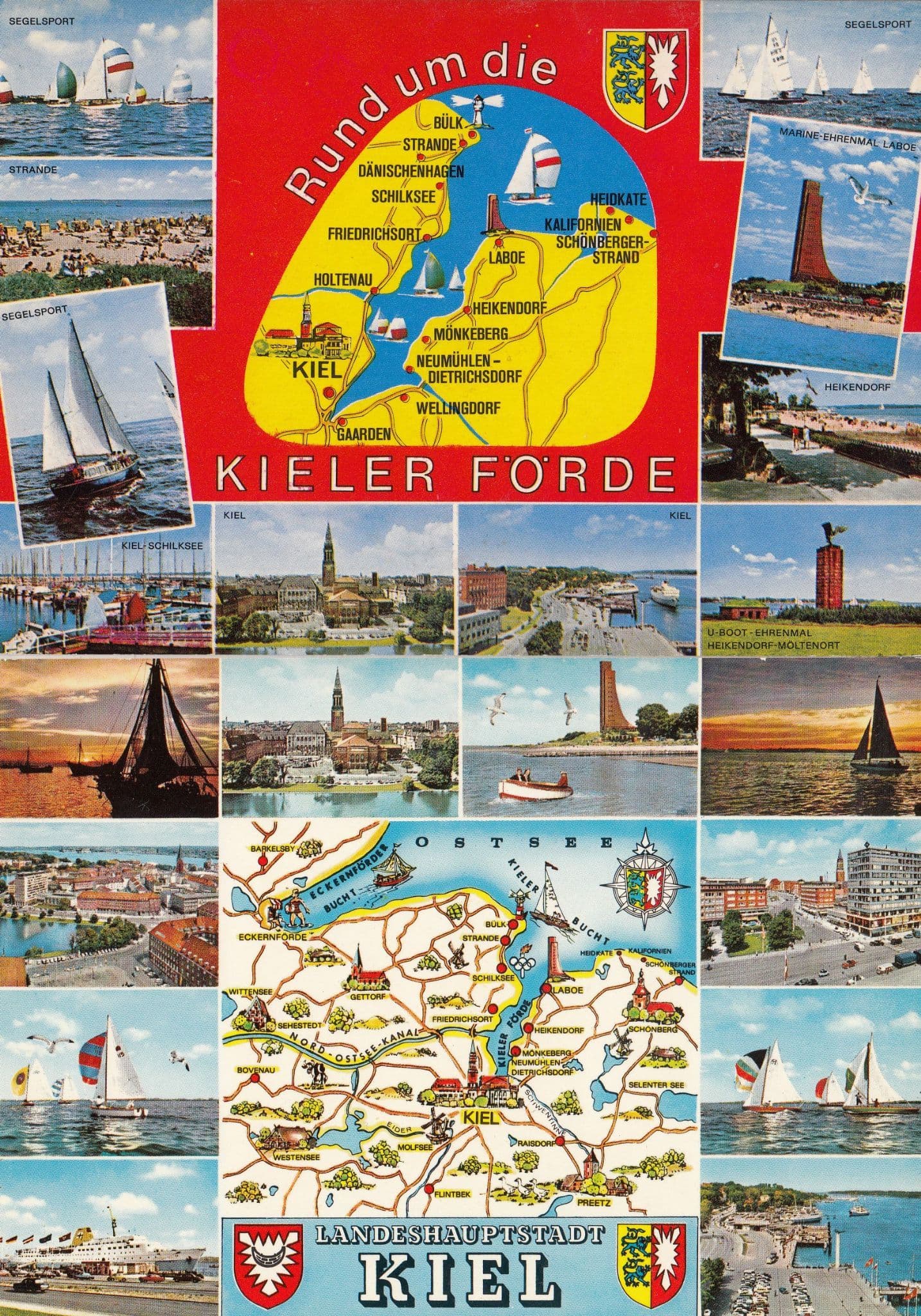 Kieler Forde Kiel 2x German Map Postcard s