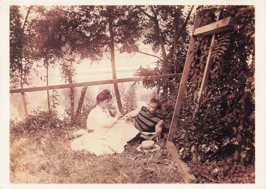 Edwardian French Couple Picnic By Vers Riverside Postcard