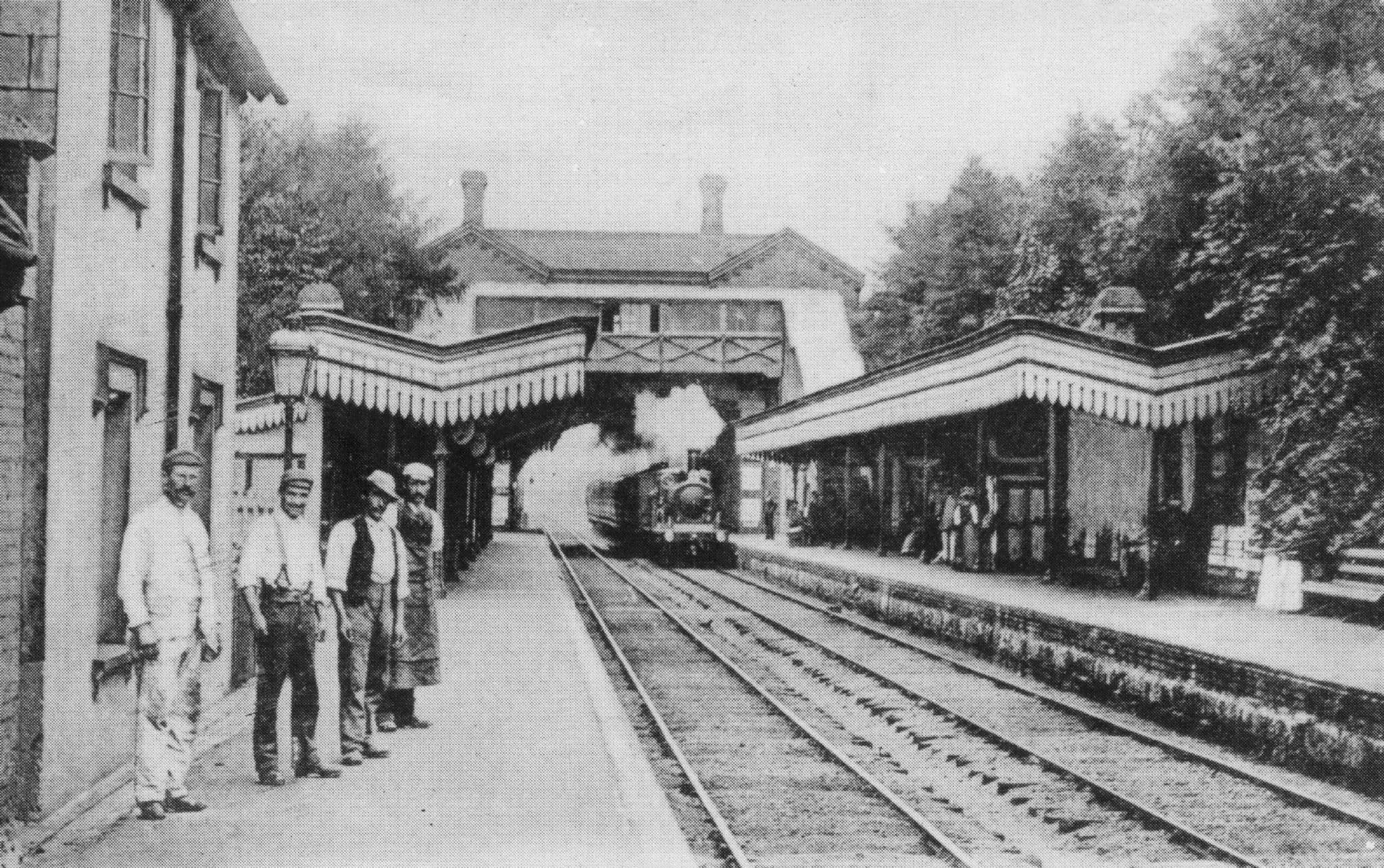 Labourers at Burgess Hill Railway Station 1903 Sussex Photo Postcard